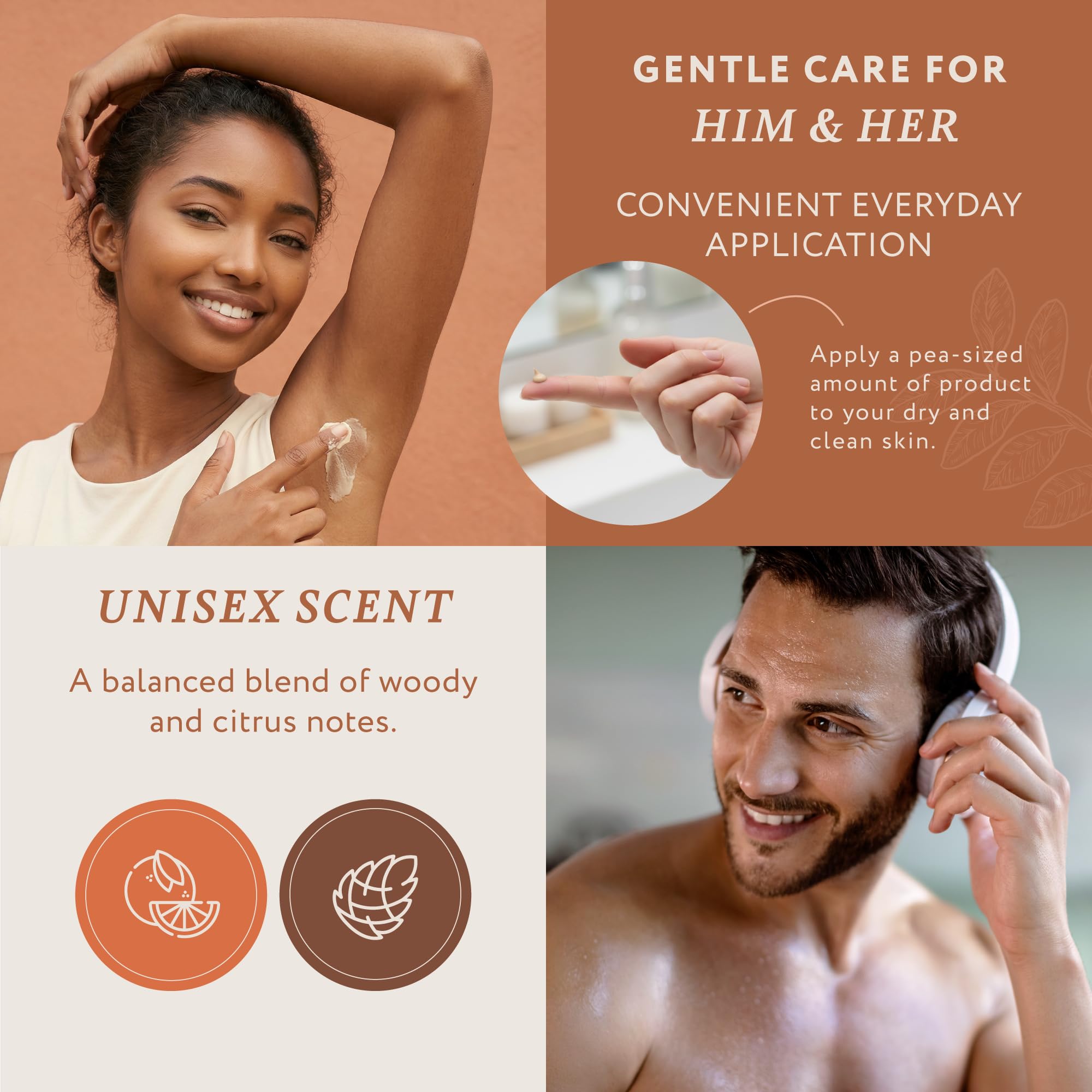 Mary Case Natural Deodorant Cream for Women & Men – Aluminum Free Deodorant Cream 1.7 oz – 48–72 Hour Odor Protection – Includes Wooden Scoop