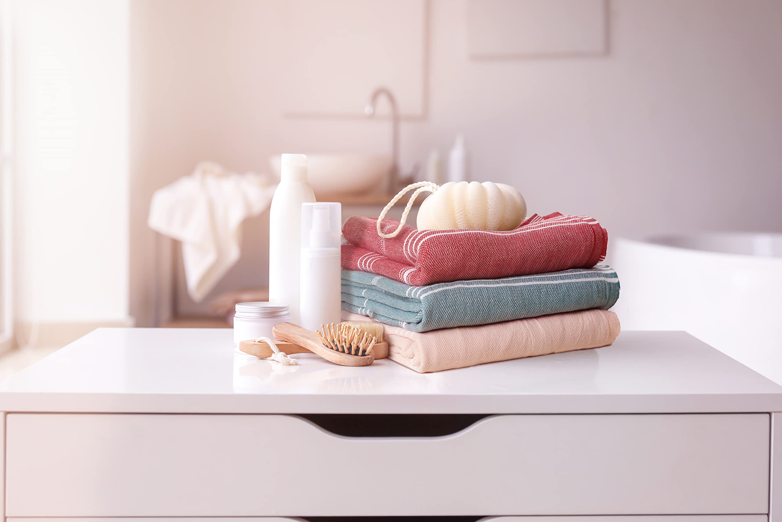 Gold CASE LYCIA Turkish Beach Towel Set of 6 – 100% Cotton Turkish Beach Towels Bulk 70 x 38'' – LYCIA Oversized, Quick Dry & Sand Free Beach Towel – Lightweight Towels Set in Tones of Green