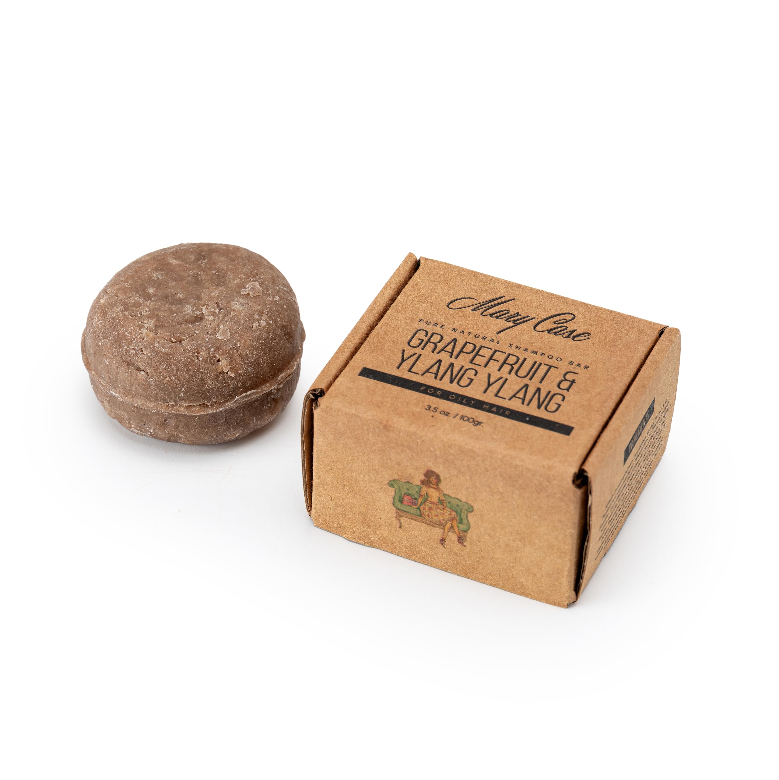 Mary Case Shampoo Bar for Oily Hair – Natural Solid Shampoo Bar 3.5 oz / 100g with Biotin – Oil Control, Rich Lather Hair Shampoo Bar – Grapefruit & Ylang – Plastic-Free
