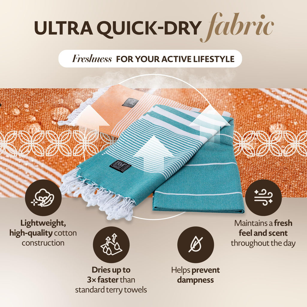 Gold Case Hera Turkish Beach Towels Set of 6-67x37 Inch Oversized Sand Free Quick Dry Pool Towels Made in Türkiye - Multicolored