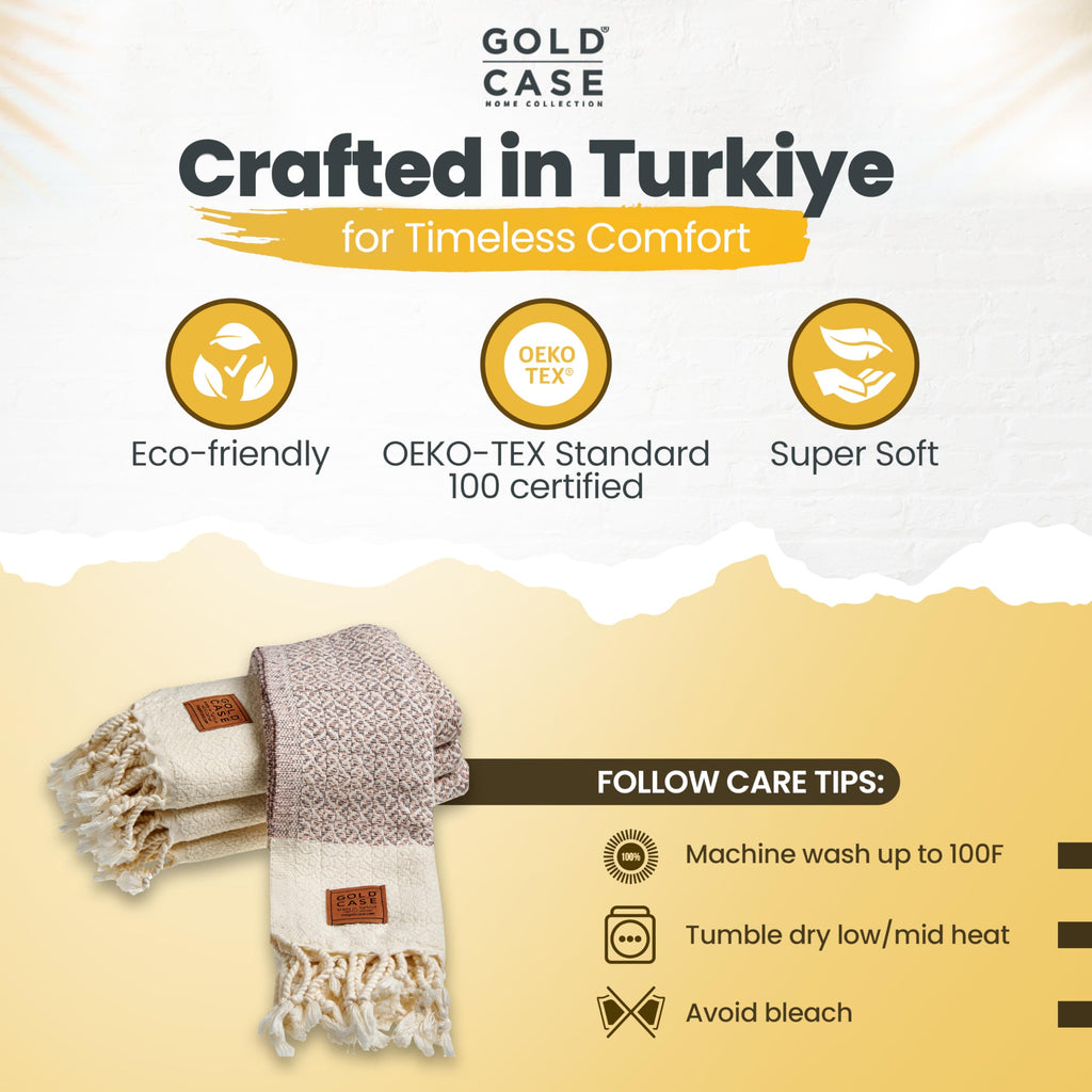 Gold CASE Turkish Hand Towels for Bathroom Set of 4 – 20 x 40'' – 100% Cotton Bathroom Towels – Aphrodite Kitchen Small Towel for Spa, Face, Tea & Dishcloth – Decorative Patterned Weave – Salmon