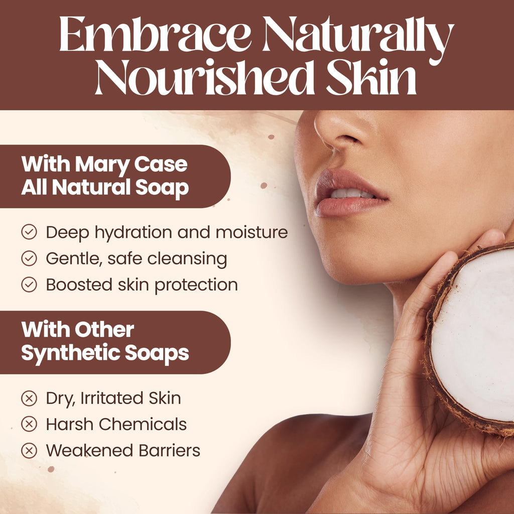 Mary Case All Natural Bar Soaps for Men & Women (Set of 4) - All Vegan - Bath Soap Bar with Olive, Coconut, Essential Oils & Leaves - Vegan Natural Soaps