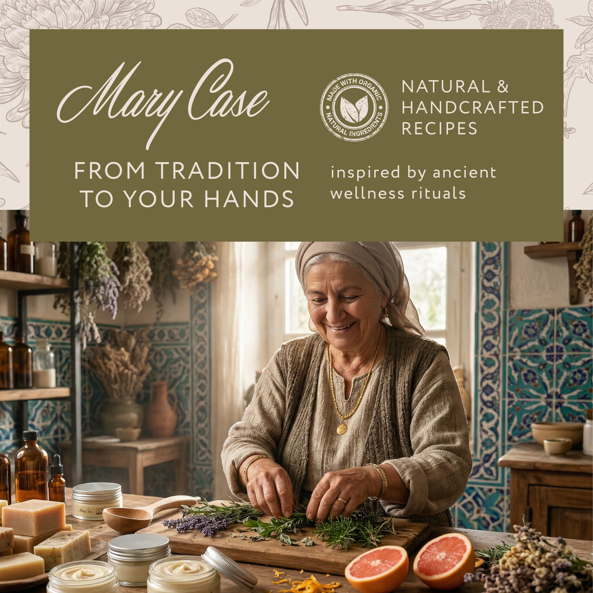 Mary Case Natural Deodorant Cream for Women & Men – Aluminum Free Deodorant Cream 1.7 oz – 48–72 Hour Odor Protection – Includes Wooden Scoop