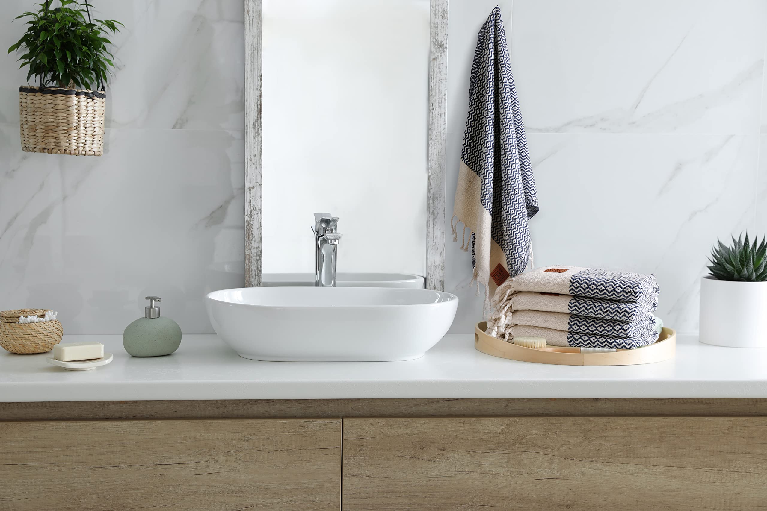 Gold CASE Turkish Hand Towels for Bathroom Set of 4–20x40''–100% Cotton Bathroom Hand Towels – Zeus Towel for Spa, Face, Tea & Dishcloth – Decorative Cloth – Aqua