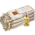 Gold CASE Turkish Hand Towels for Bathroom Set of 4 – 20 x 40'' – 100% Cotton Bathroom Towels – Aphrodite Kitchen Small Towel for Spa, Face, Tea & Dishcloth – Decorative Patterned Weave – Salmon