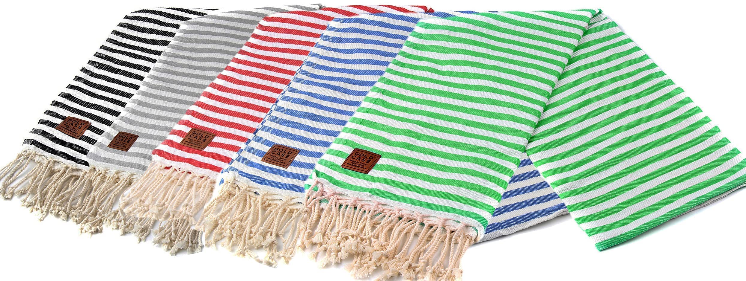 Gold CASE Turkish Beach Towel Set of 5 – 100% Cotton Beach Towels Oversized 70x38'' – MYRA Quick Dry Swim Towel – Lightweight Turkish Towels Set in Multi Color