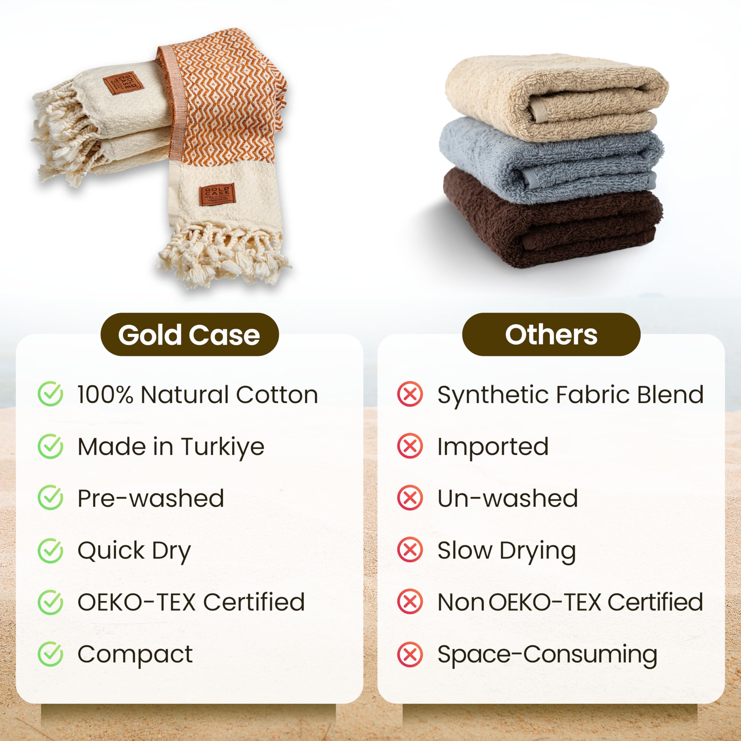 Gold CASE Turkish Hand Towels for Bathroom Set of 4–20x40''–100% Cotton Bathroom Hand Towels – Zeus Towel for Spa, Face, Tea & Dishcloth – Decorative Cloth – Orange