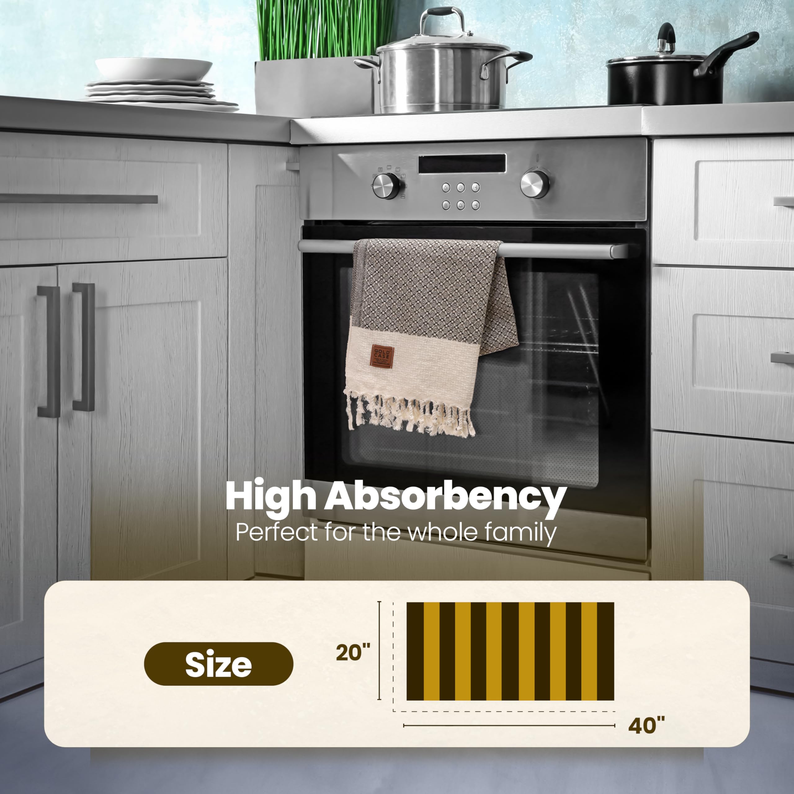 Gold CASE Turkish Hand Towels for Bathroom Set of 4–20x40''–100% Cotton Bathroom Hand Towels – Zeus Towel for Spa, Face, Tea & Dishcloth – Decorative Cloth – Aqua