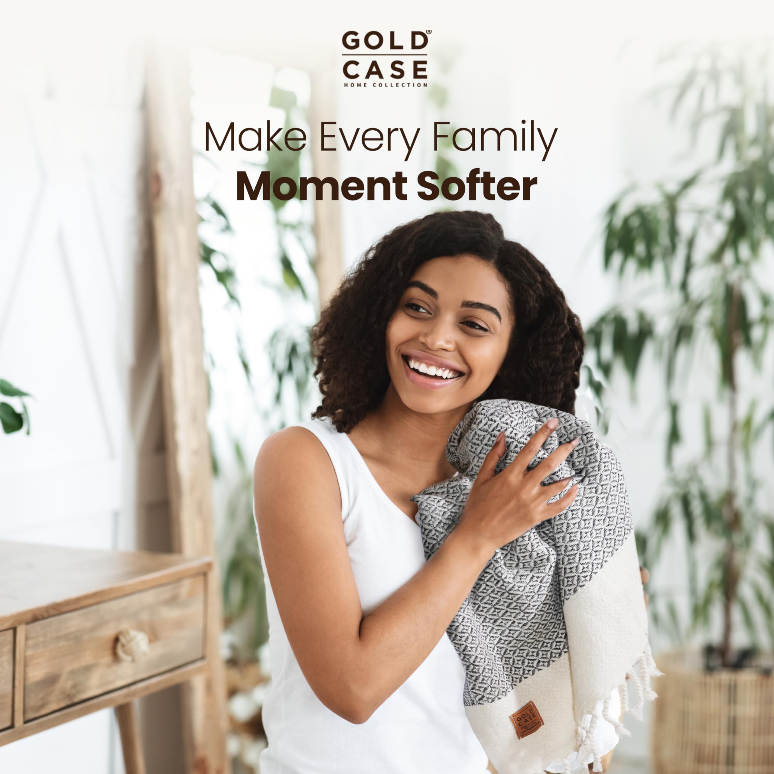 Gold CASE Turkish Hand Towels for Bathroom Set of 4–20x40''–100% Cotton Bathroom Hand Towels – Zeus Towel for Spa, Face, Tea & Dishcloth – Decorative Cloth – Grey