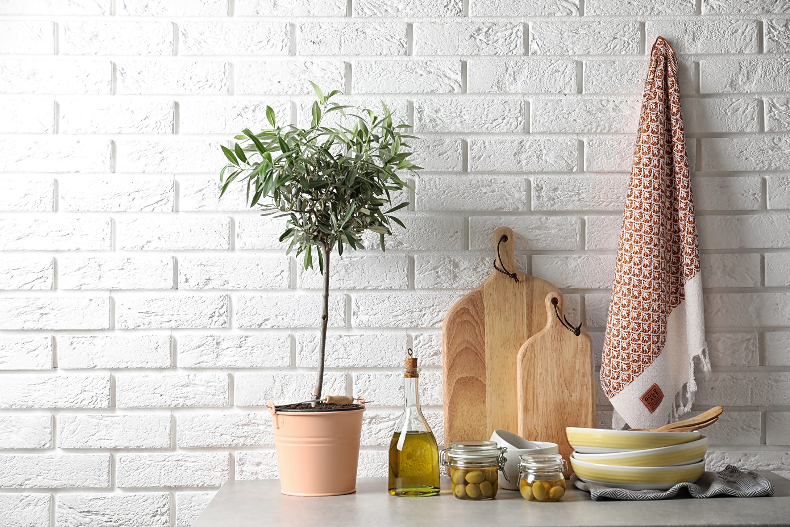 Gold CASE Turkish Hand Towels for Bathroom Set of 4 – 100% Cotton Bathroom Towels – Helen Kitchen Small Towel for Spa, Face, Tea & Dishcloth – Decorative Patterned Weave – Aqua