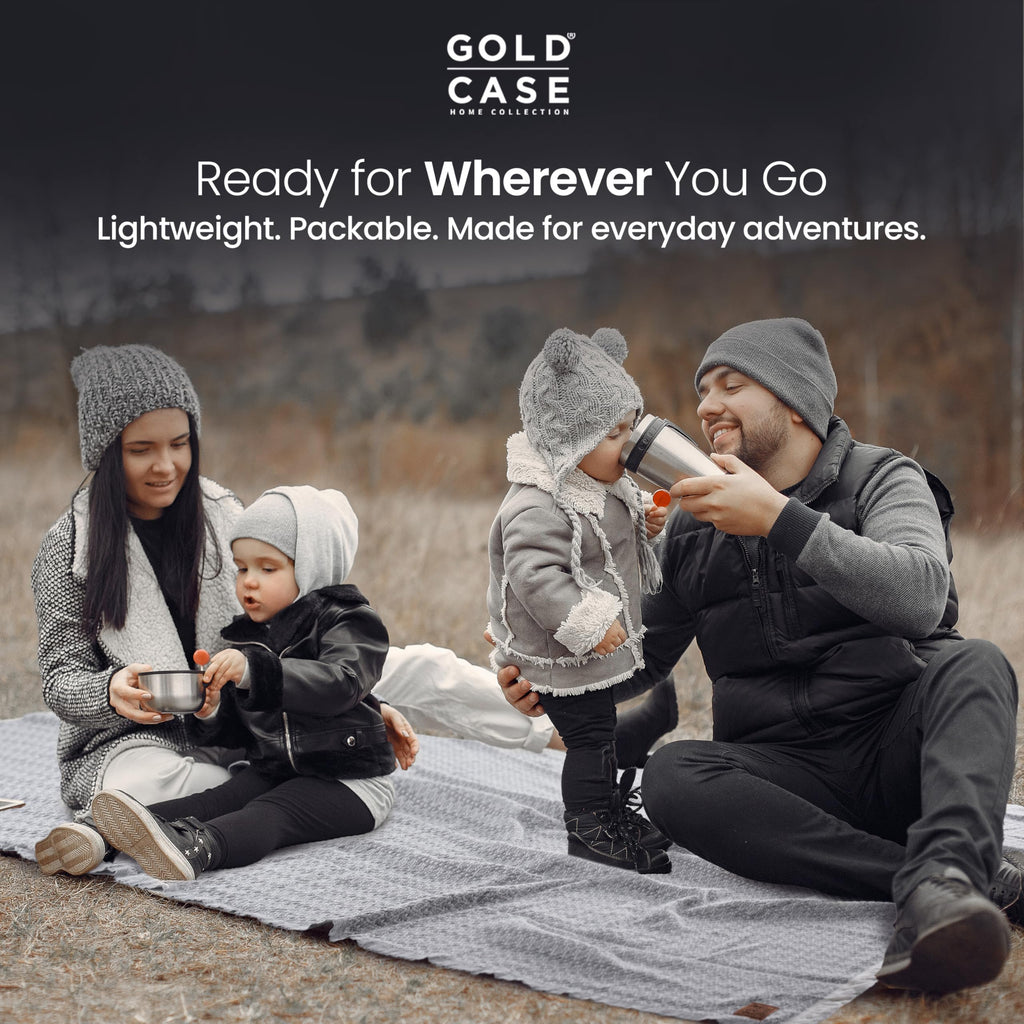 Gold Case Throw Blanket for Couch - 100% Recycled Turkish Cotton Blankets & Throws - Retro Soft Throw Blankets for Living Room - Boho Decorative Woven Couch Blanket - 50x60 - Grey