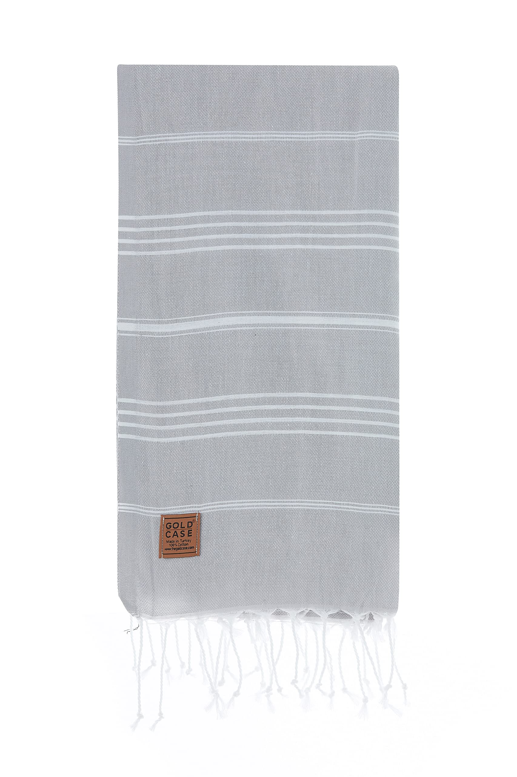 Gold CASE LYCIA Turkish Beach Towel Set of 6 – 100% Cotton Turkish Beach Towels Bulk 70 x 38'' – LYCIA Oversized, Quick Dry & Sand Free Beach Towel – Lightweight Towels Set in Grey