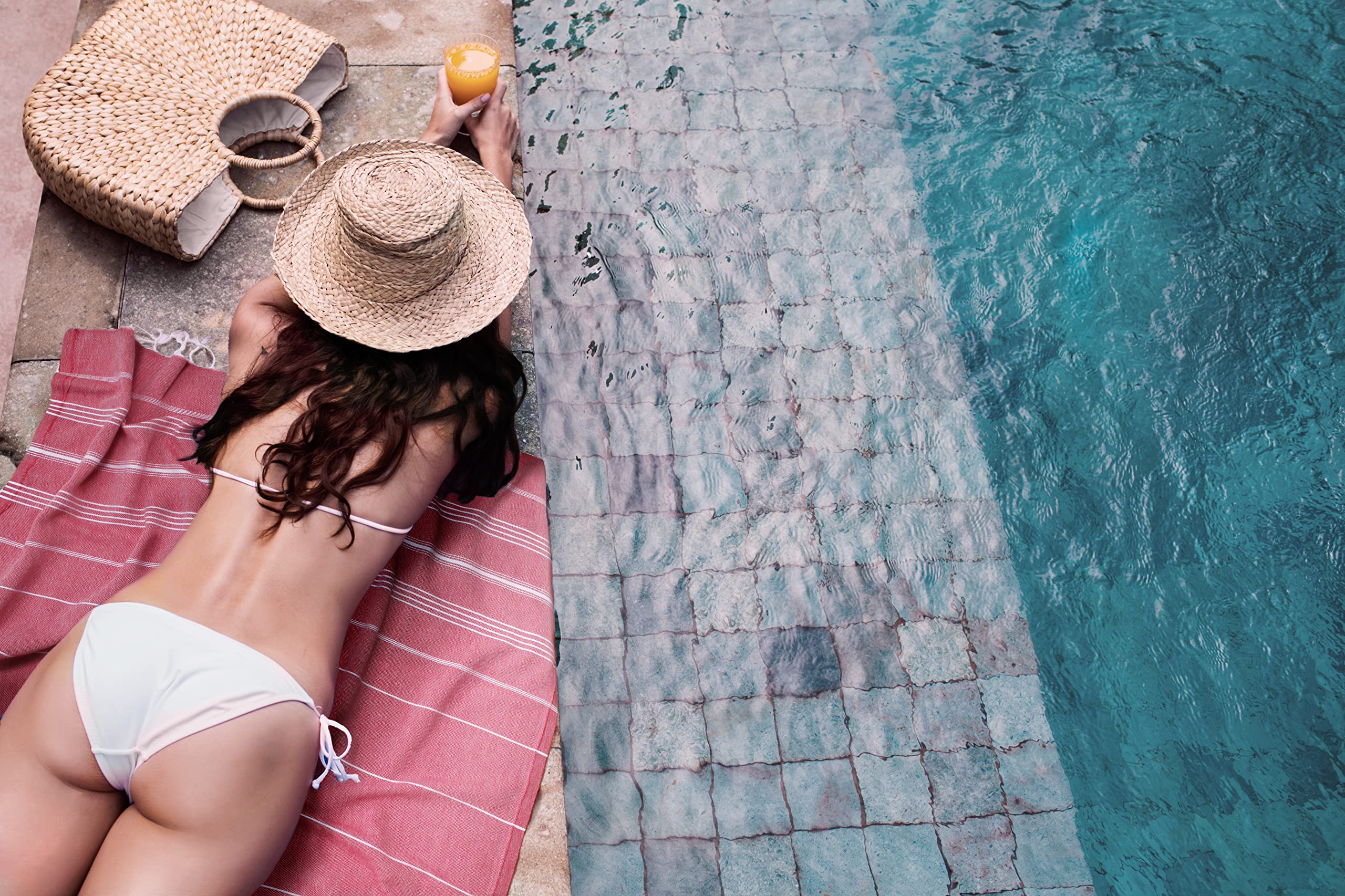 Gold CASE LYCIA Turkish Beach Towel Set of 6 – 100% Cotton Turkish Beach Towels Bulk 70 x 38'' – LYCIA Oversized, Quick Dry & Sand Free Beach Towel – Lightweight Towels Set in Multi Color Tones