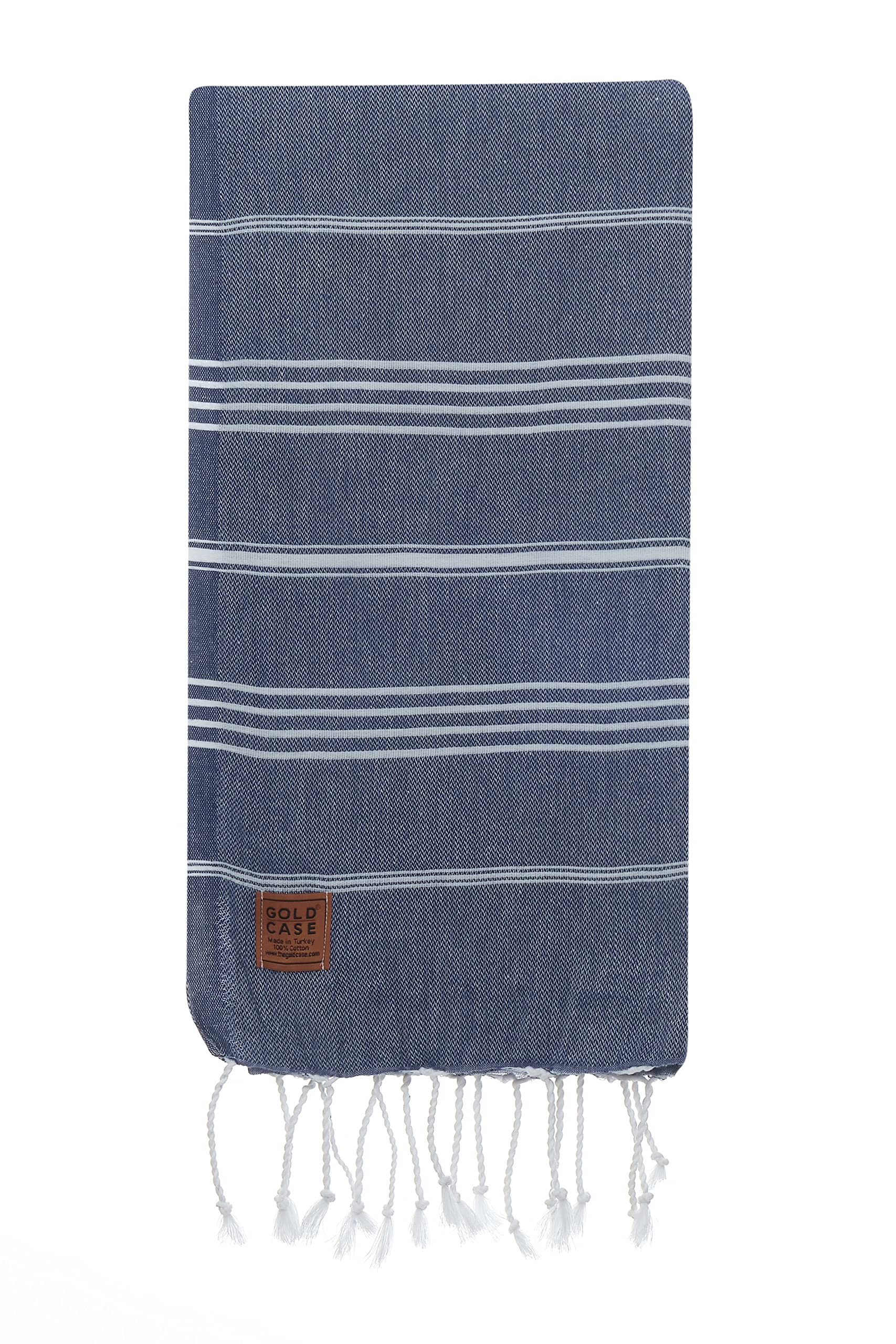 Gold CASE LYCIA Turkish Beach Towel Set of 6 – 100% Cotton Turkish Beach Towels Bulk 70 x 38'' – LYCIA Oversized, Quick Dry & Sand Free Beach Towel – Lightweight Towels Set in Navy Blue