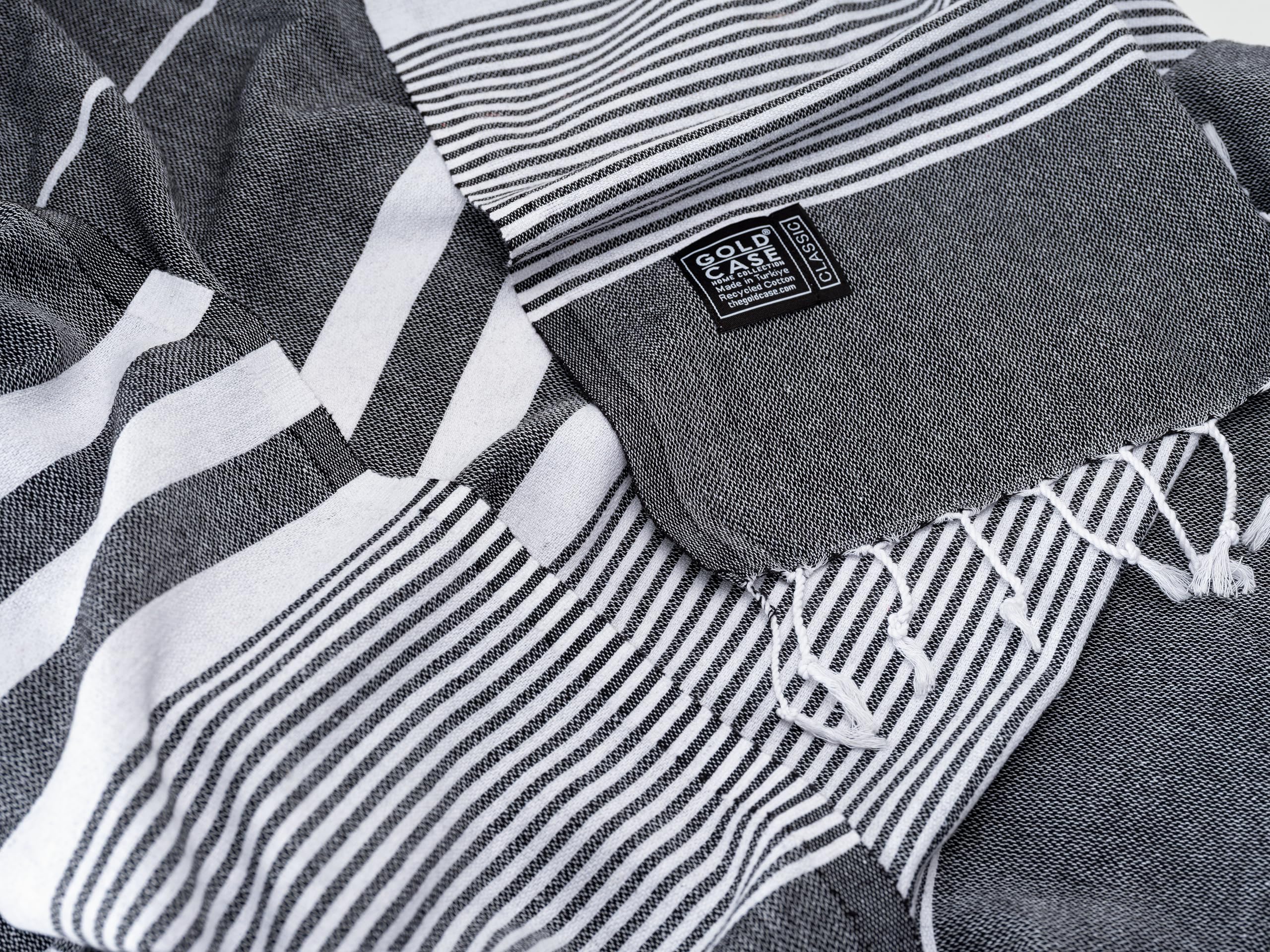 Gold Case Hera Turkish Beach Towels Set of 6-67x37 Inch Oversized Sand Free Quick Dry Pool Towels Made in Türkiye - Black