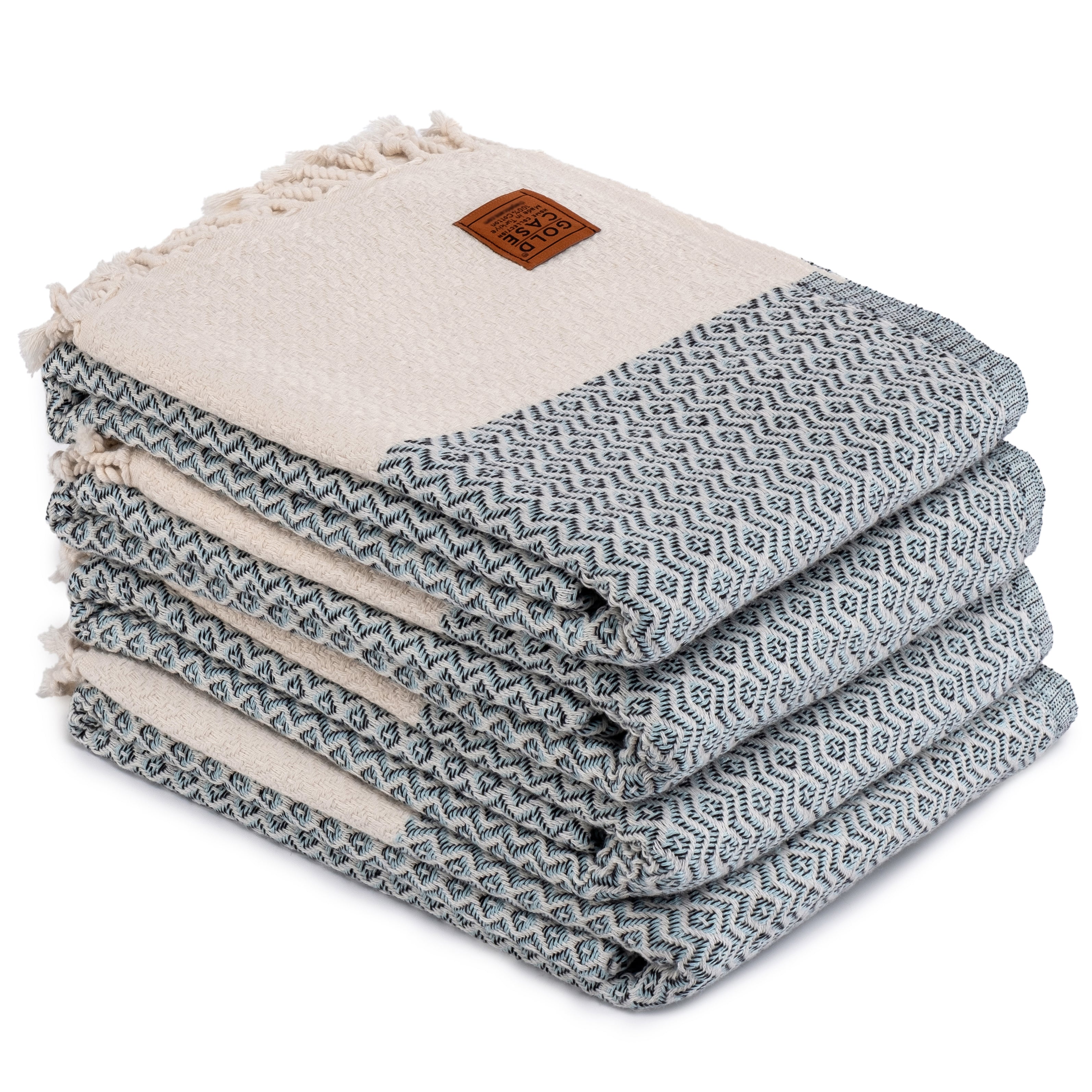 Gold CASE Turkish Hand Towels for Bathroom Set of 4–20x40''–100% Cotton Bathroom Hand Towels – Zeus Towel for Spa, Face, Tea & Dishcloth – Decorative Cloth – Aqua