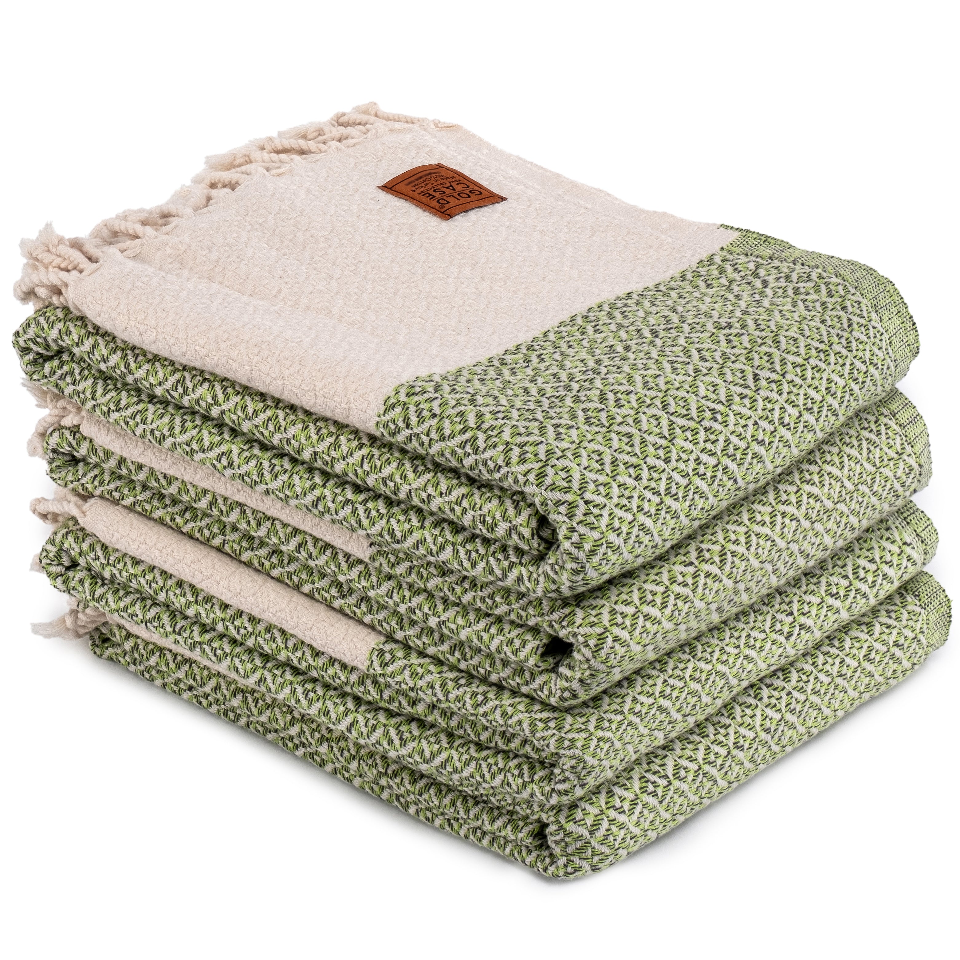 Gold CASE Turkish Hand Towels for Bathroom Set of 4 – 20 x 40'' – 100% Cotton Bathroom Towels – Aphrodite Kitchen Small Towel for Spa, Face, Tea & Dishcloth – Decorative Patterned Weave – Pistachio