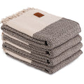 Gold CASE Turkish Hand Towels for Bathroom Set of 4 – 20 x 40'' – 100% Cotton Bathroom Towels – Aphrodite Kitchen Small Towel for Spa, Face, Tea & Dishcloth – Decorative Patterned Weave – Beige