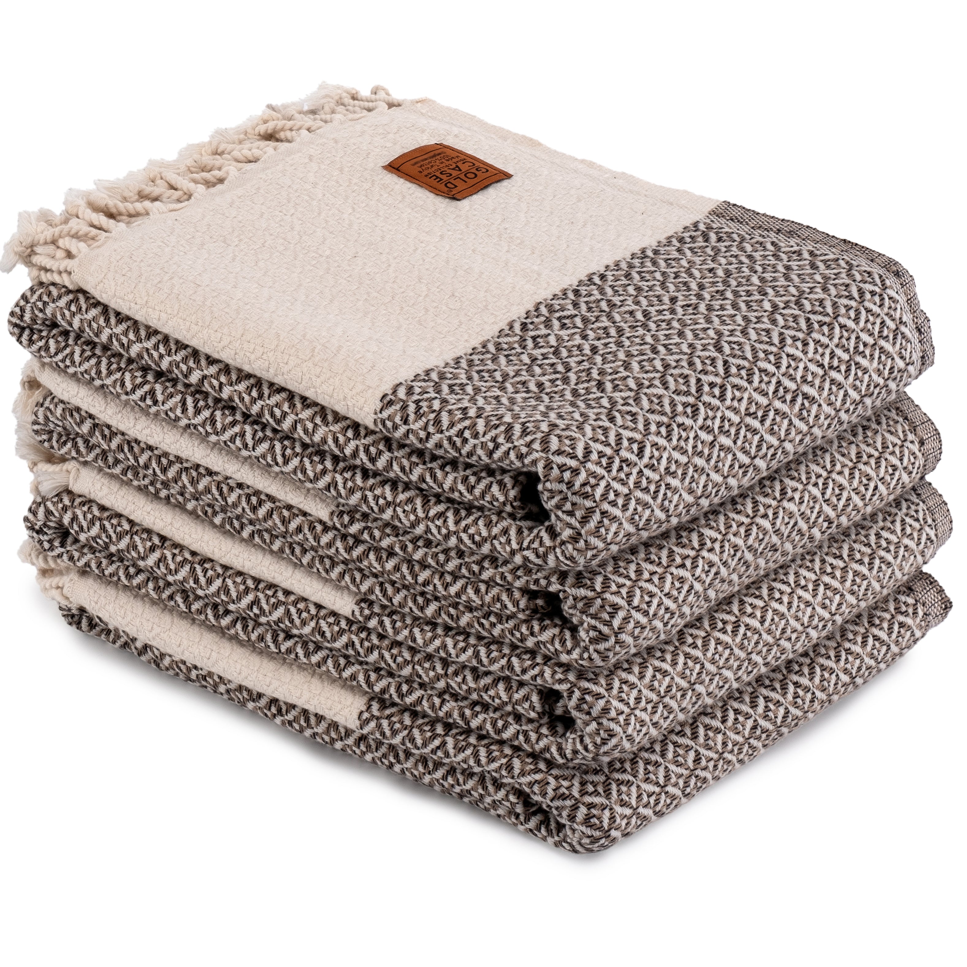 Gold CASE Turkish Hand Towels for Bathroom Set of 4 – 20 x 40'' – 100% Cotton Bathroom Towels – Aphrodite Kitchen Small Towel for Spa, Face, Tea & Dishcloth – Decorative Patterned Weave – Beige