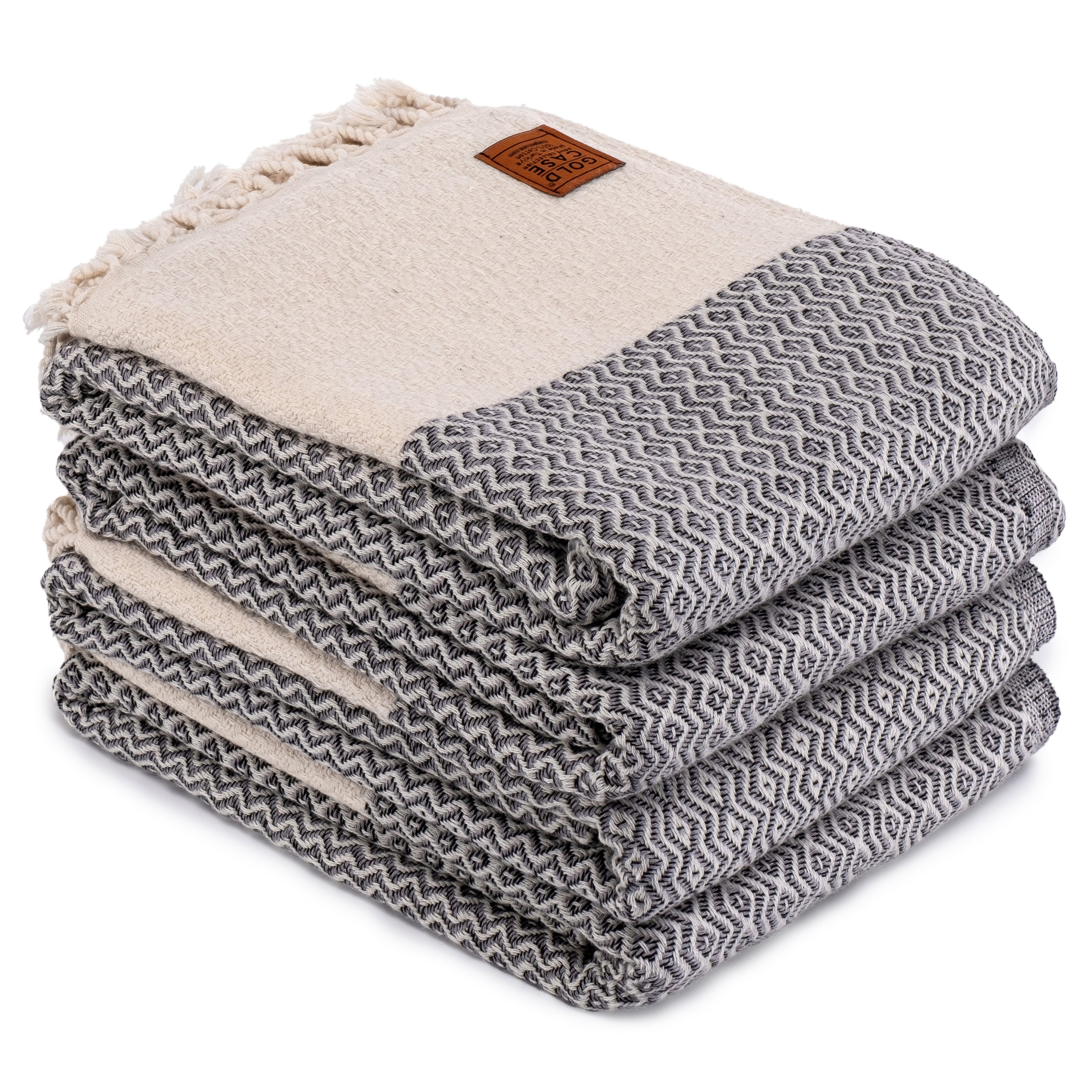 Gold CASE Turkish Hand Towels for Bathroom Set of 4–20x40''–100% Cotton Bathroom Hand Towels – Zeus Towel for Spa, Face, Tea & Dishcloth – Decorative Cloth – Grey