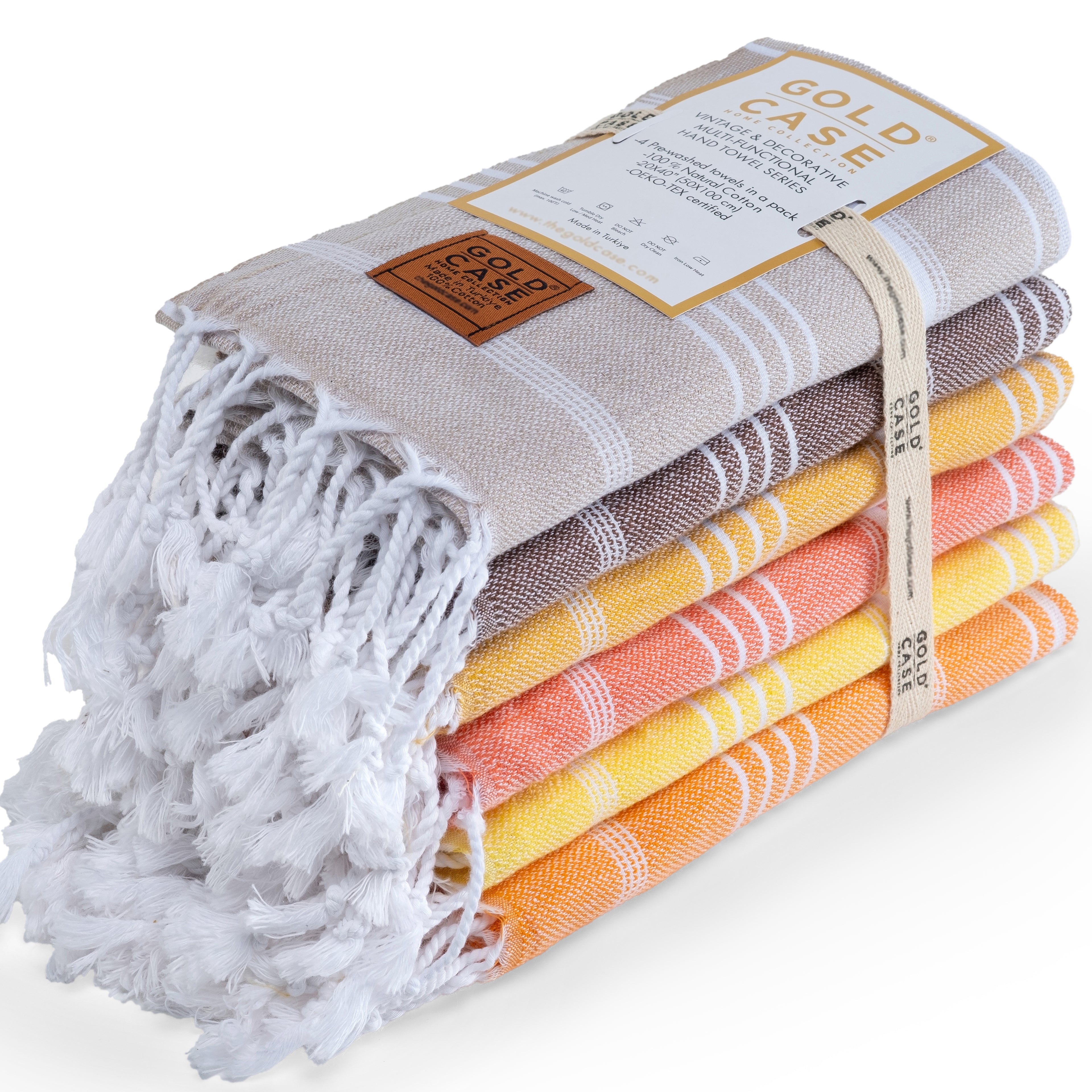 Gold CASE LYCIA Turkish Beach Towel Set of 6 – 100% Cotton Turkish Beach Towels Bulk 70 x 38'' – LYCIA Oversized, Quick Dry & Sand Free Beach Towel – Lightweight Towels Set in Tones of Yellow