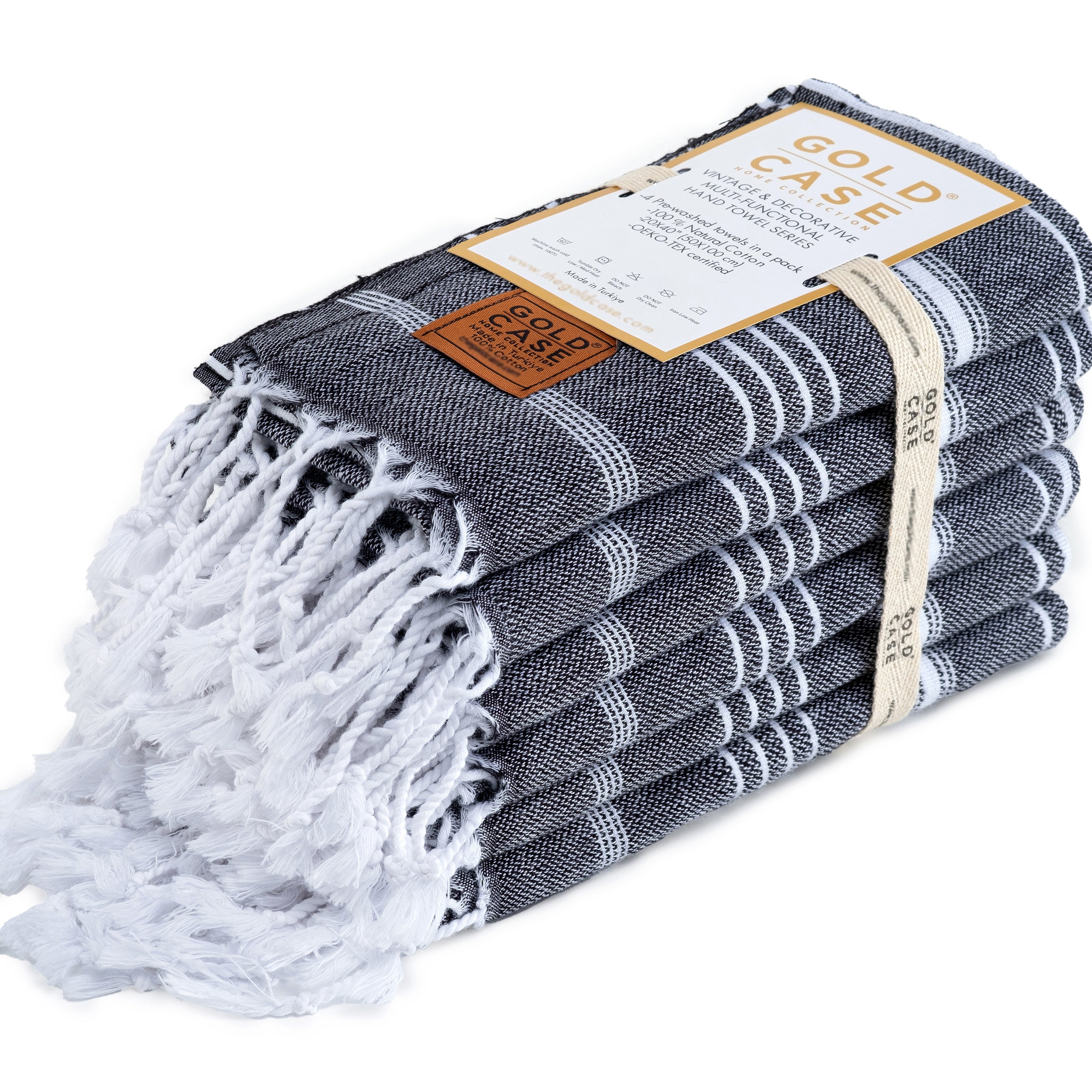 Gold CASE LYCIA Turkish Beach Towel Set of 6 – 100% Cotton Turkish Beach Towels Bulk 70 x 38'' – LYCIA Oversized, Quick Dry & Sand Free Beach Towel – Lightweight Towels Set in Black