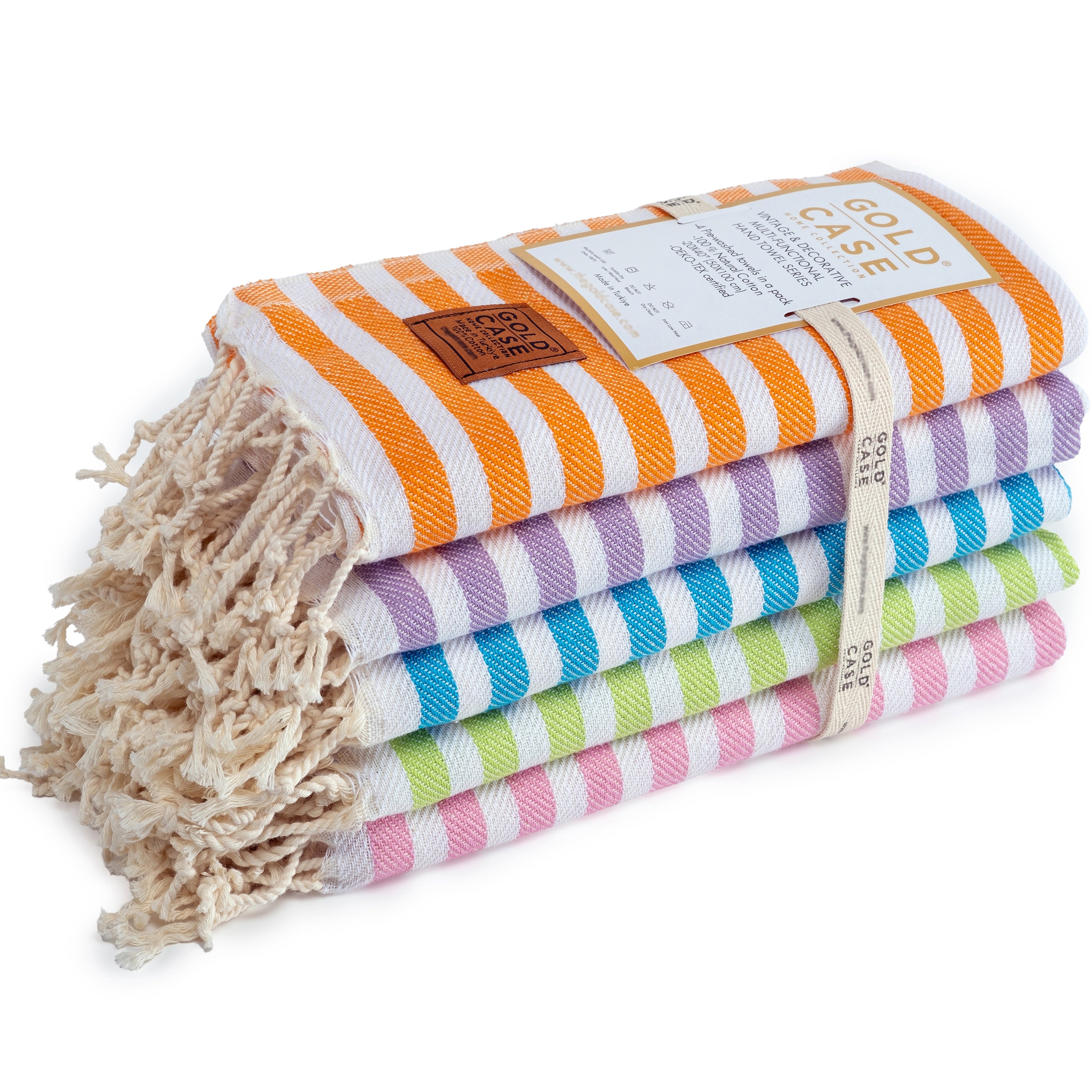 Gold CASE Turkish Beach Towel Set of 5 – 100% Cotton Beach Towels Oversized 70x38'' – MYRA Quick Dry Swim Towel – Lightweight Turkish Towels Set in Multi Color