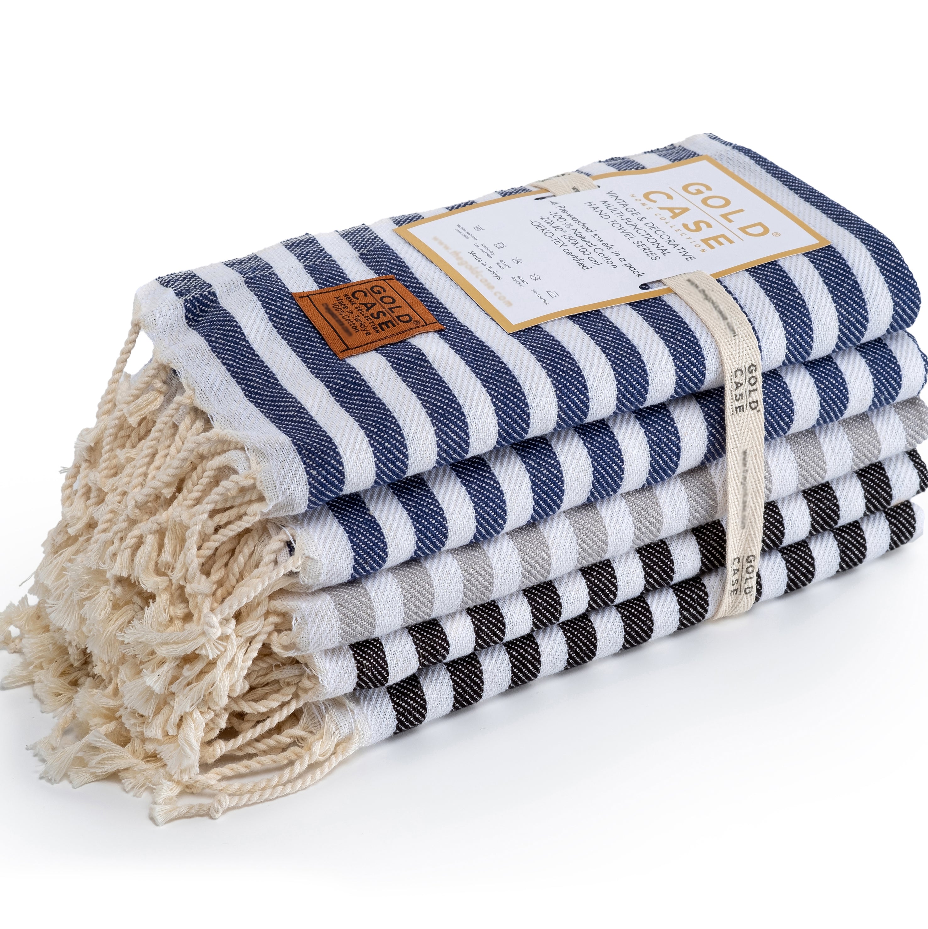 Gold CASE Turkish Beach Towel Set of 5 – 100% Cotton Beach Towels Oversized 70 x 38'' – MYRA Quick Dry Swim Towel – Lightweight Turkish Towels Set in Multi Dark