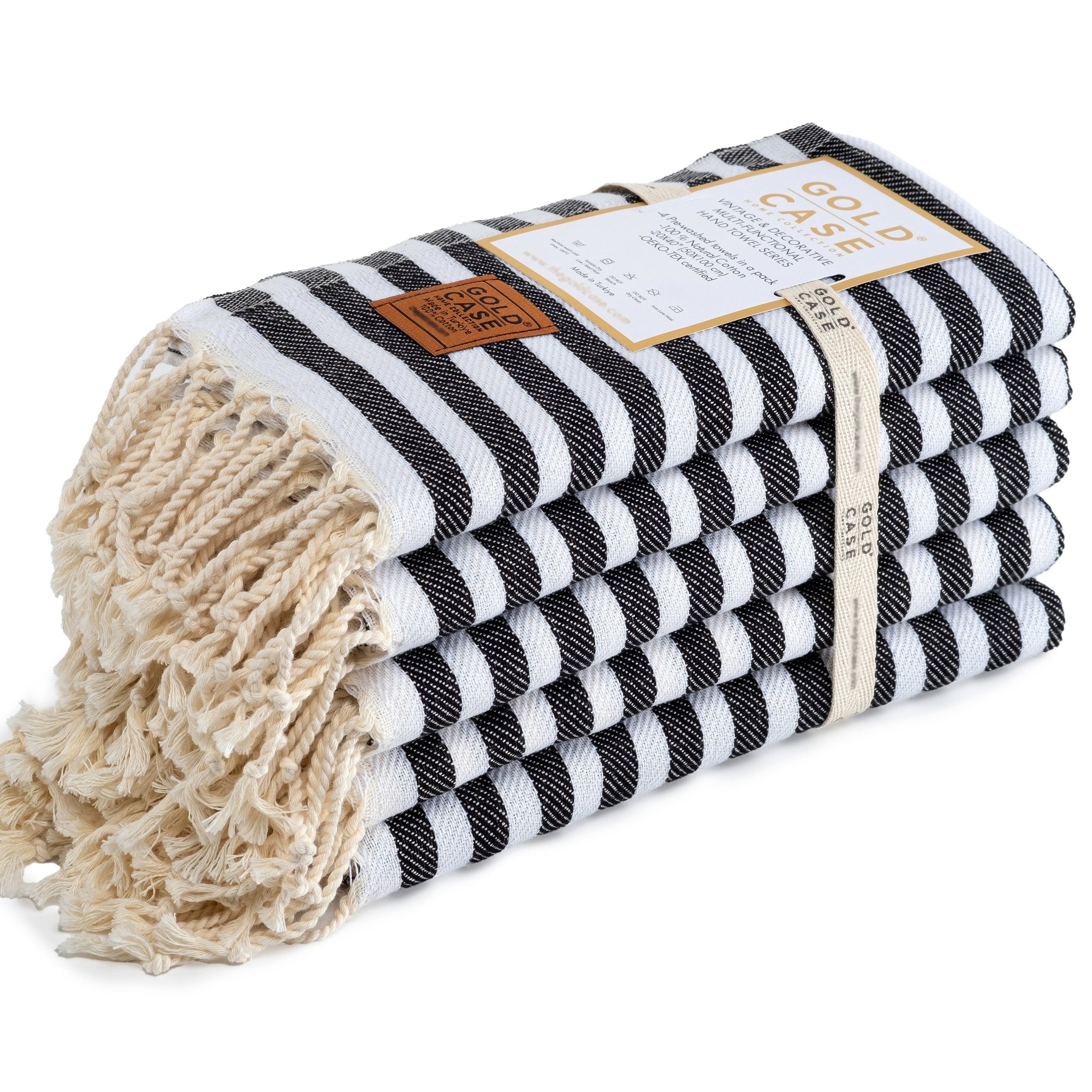 Gold CASE Turkish Beach Towel Set of 5 – 100% Cotton Beach Towels Oversized 70x38'' – MYRA Quick Dry Swim Towel – Lightweight Turkish Towels Set in Black