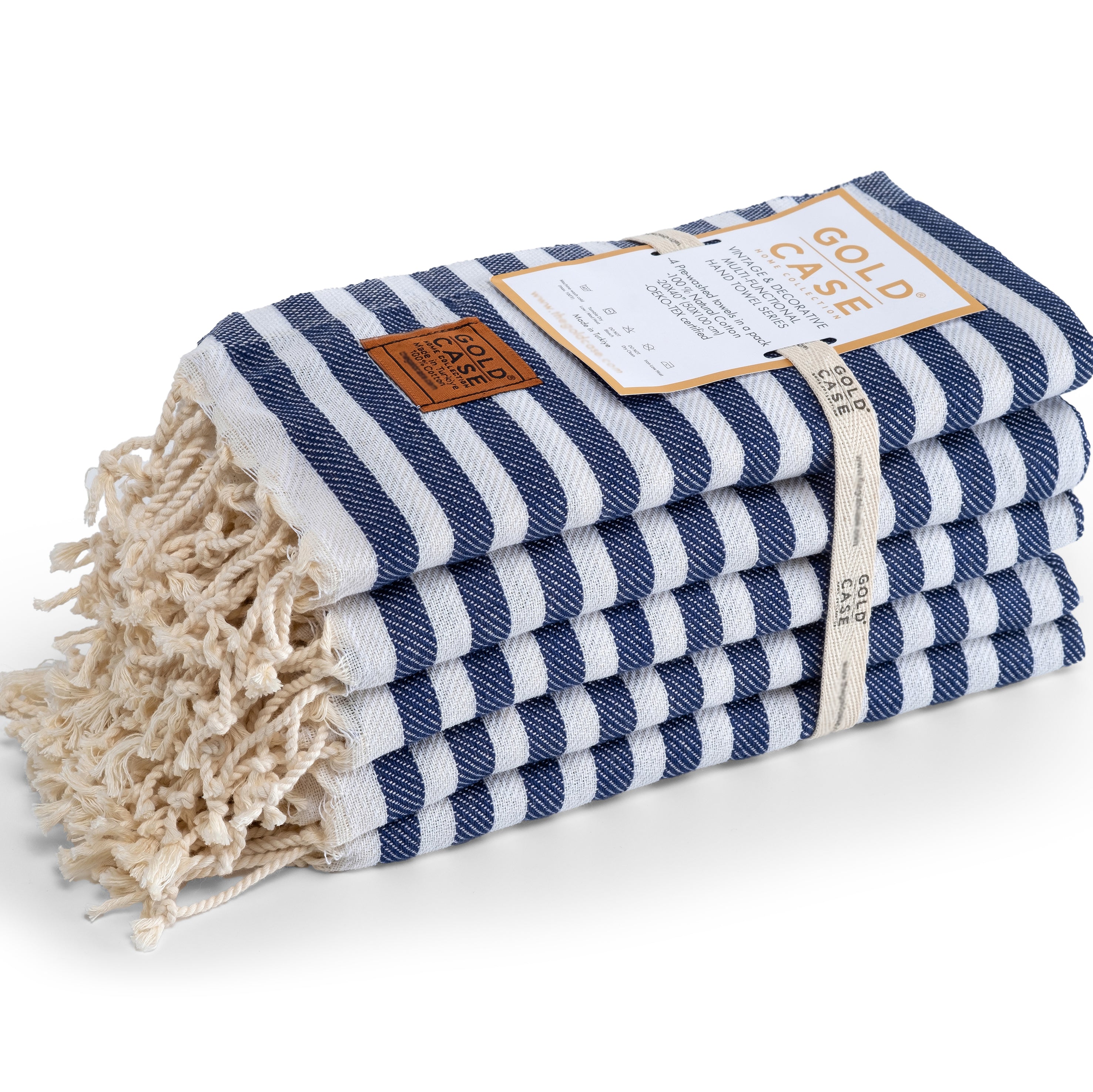 Gold CASE Turkish Beach Towel Set of 5 – 100% Cotton Beach Towels Oversized 70x38'' – MYRA Quick Dry Swim Towel – Lightweight Turkish Towels Set in Navy Blue