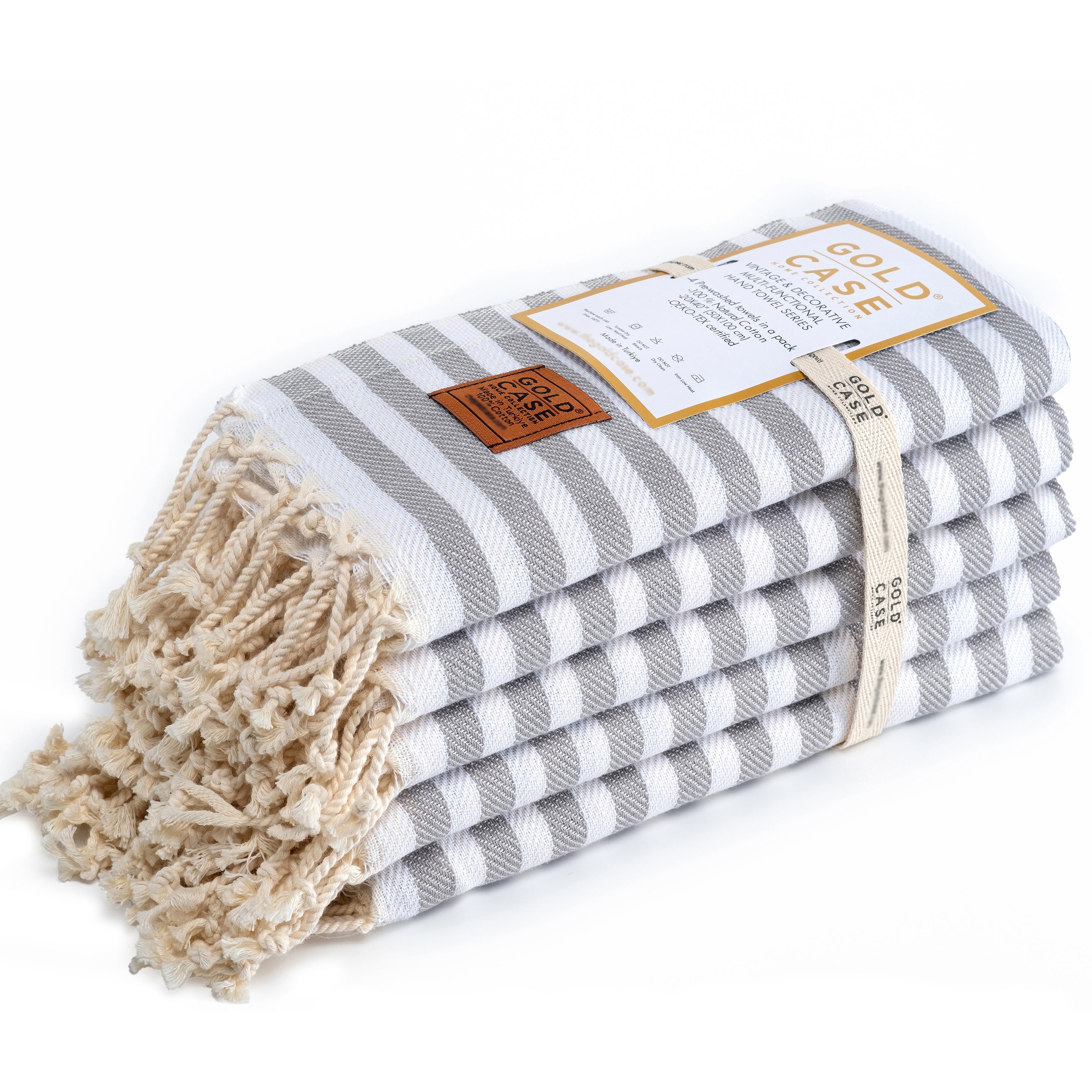 Gold CASE Turkish Beach Towel Set of 5 – 100% Cotton Beach Towels Oversized 70 x 38'' – MYRA Quick Dry Swim Towel – Lightweight Turkish Towels Set in Grey