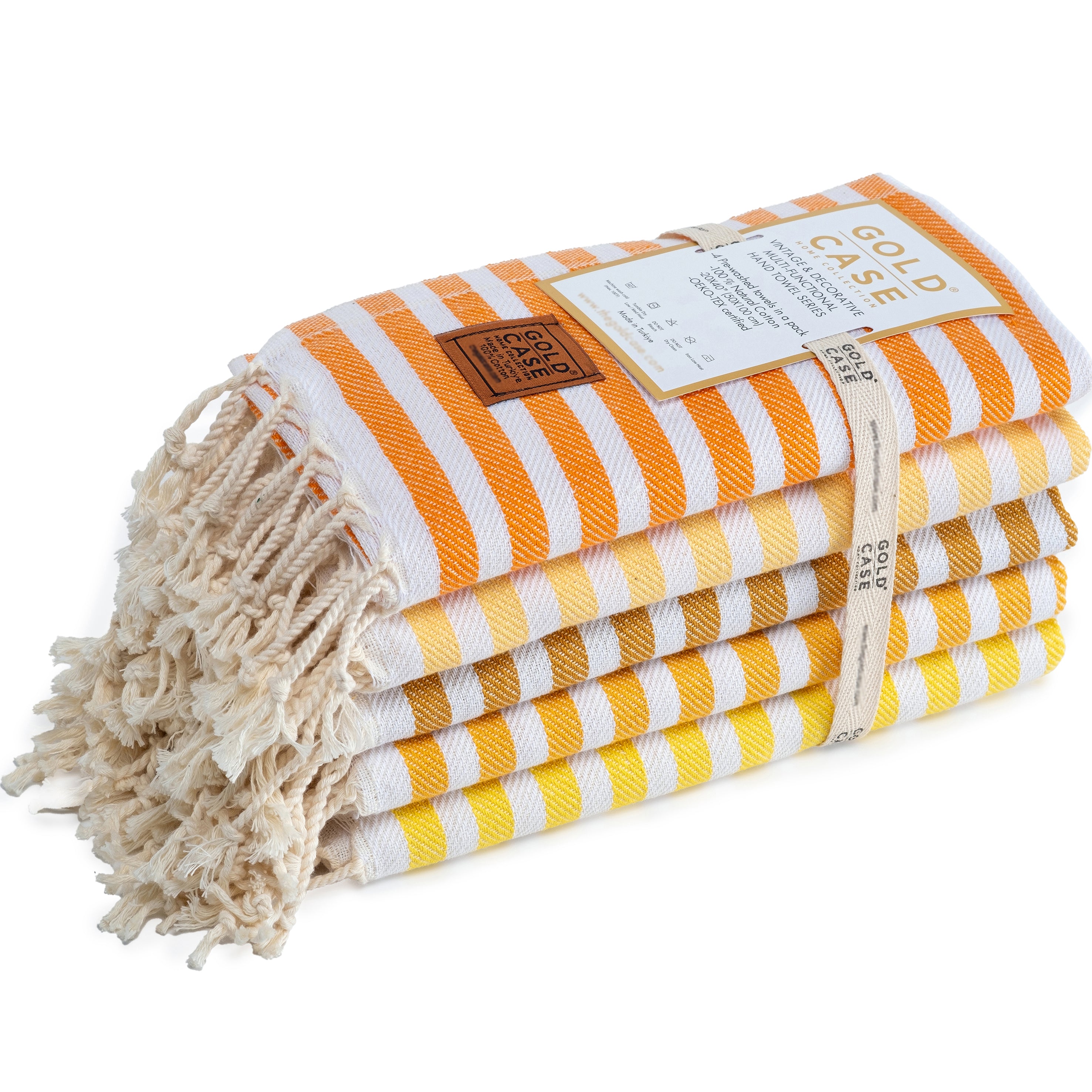 Gold CASE Turkish Beach Towel Set of 5 – 100% Cotton Beach Towels Oversized 70x38'' – MYRA Quick Dry Swim Towel – Lightweight Turkish Towels Set in Yellow