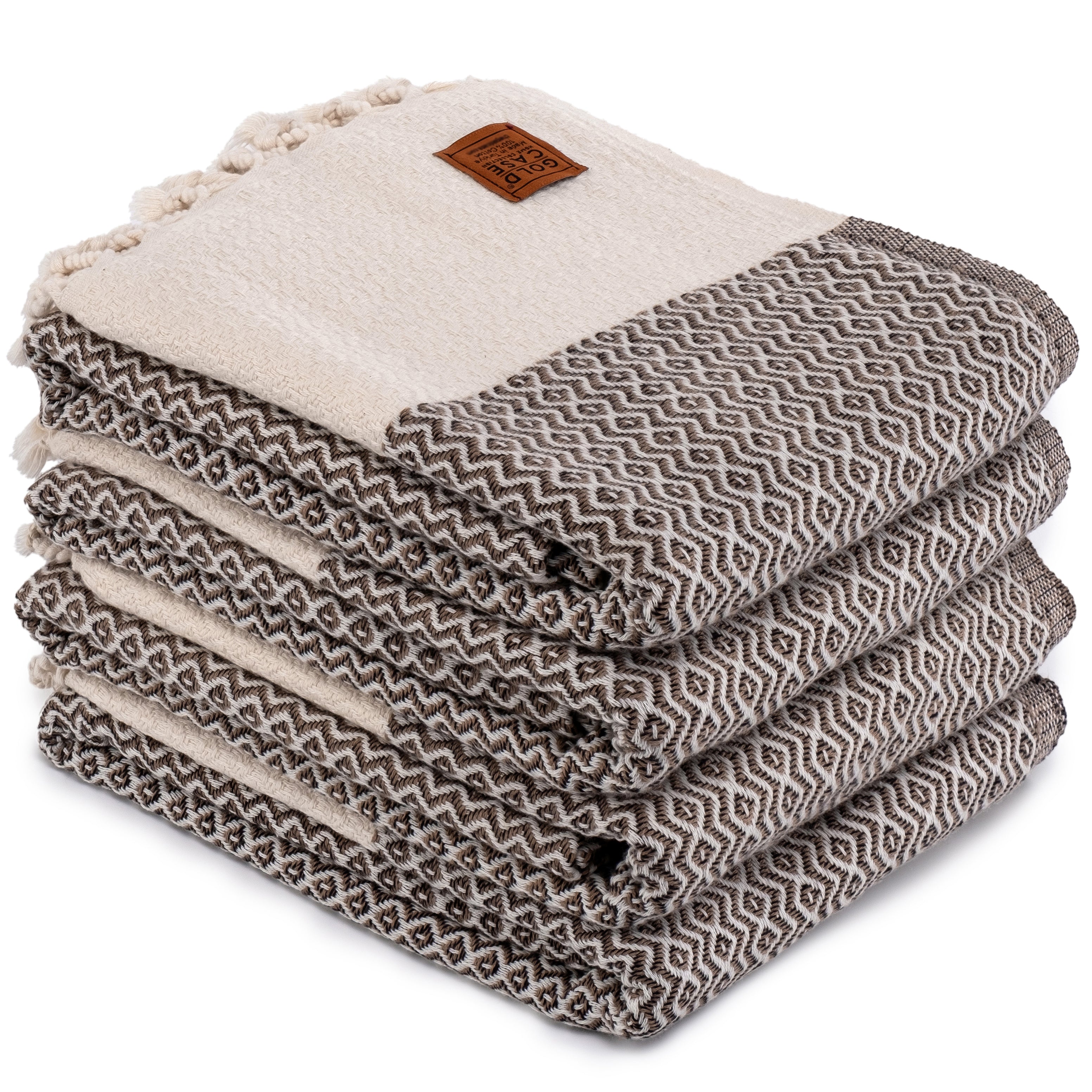 Gold CASE Turkish Hand Towels for Bathroom Set of 4–20x40''–100% Cotton Bathroom Hand Towels – Zeus Towel for Spa, Face, Tea & Dishcloth – Decorative Cloth – Brown