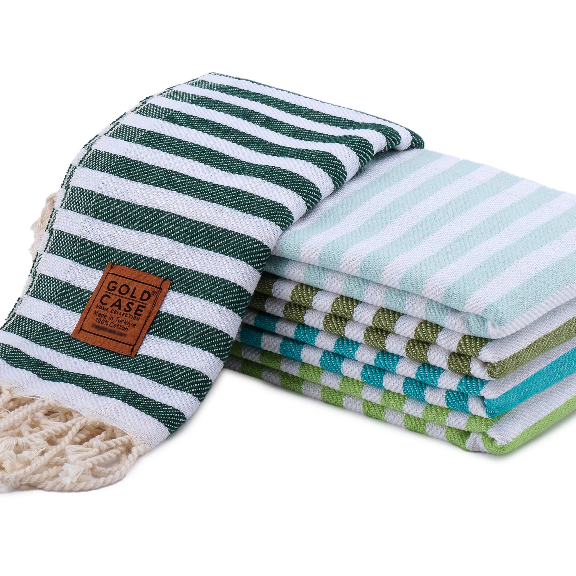 Gold CASE Turkish Beach Towel Set of 5 – 100% Cotton Beach Towels Oversized 70x38'' – MYRA Quick Dry Swim Towel – Lightweight Turkish Towels Set in Green