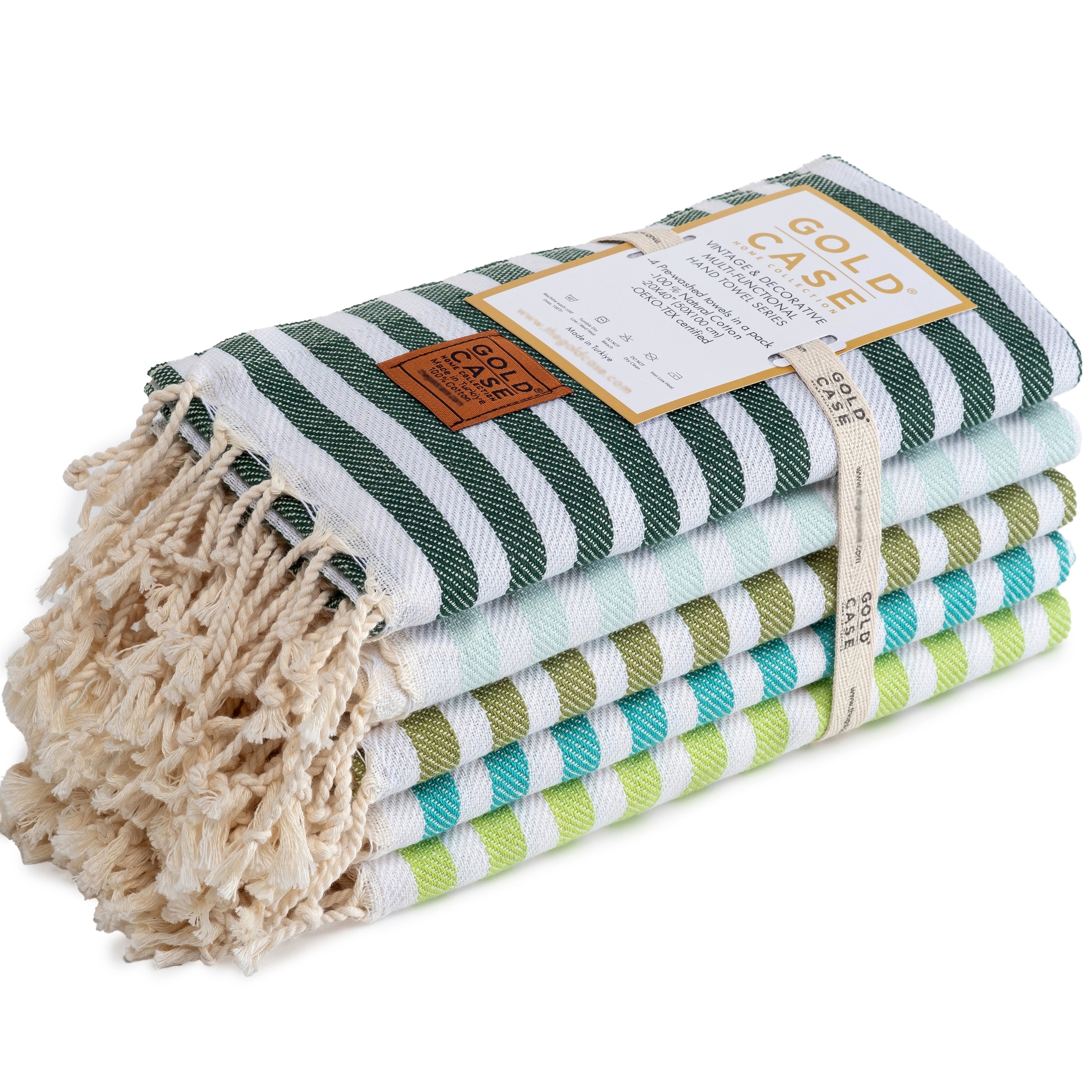 Gold CASE Turkish Beach Towel Set of 5 – 100% Cotton Beach Towels Oversized 70x38'' – MYRA Quick Dry Swim Towel – Lightweight Turkish Towels Set in Green