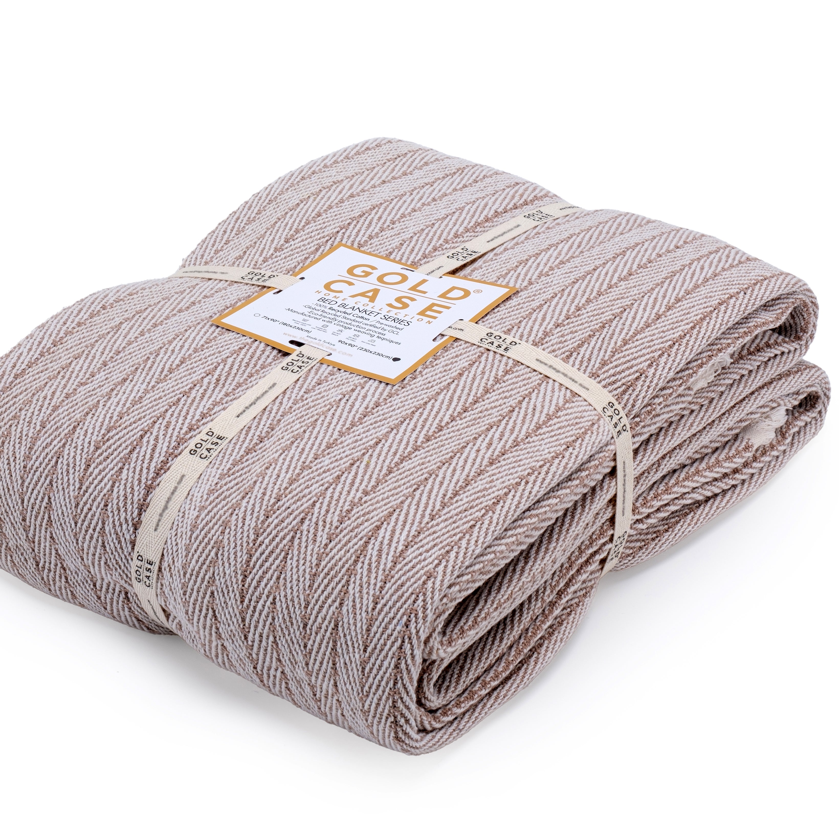 Gold Case Throw Blanket for Couch - 100% Recycled Turkish Cotton Blankets & Throws - Vintage Soft Throw Blankets for Living Room - Boho Decorative Woven Couch Blanket - 50x60 - Beige