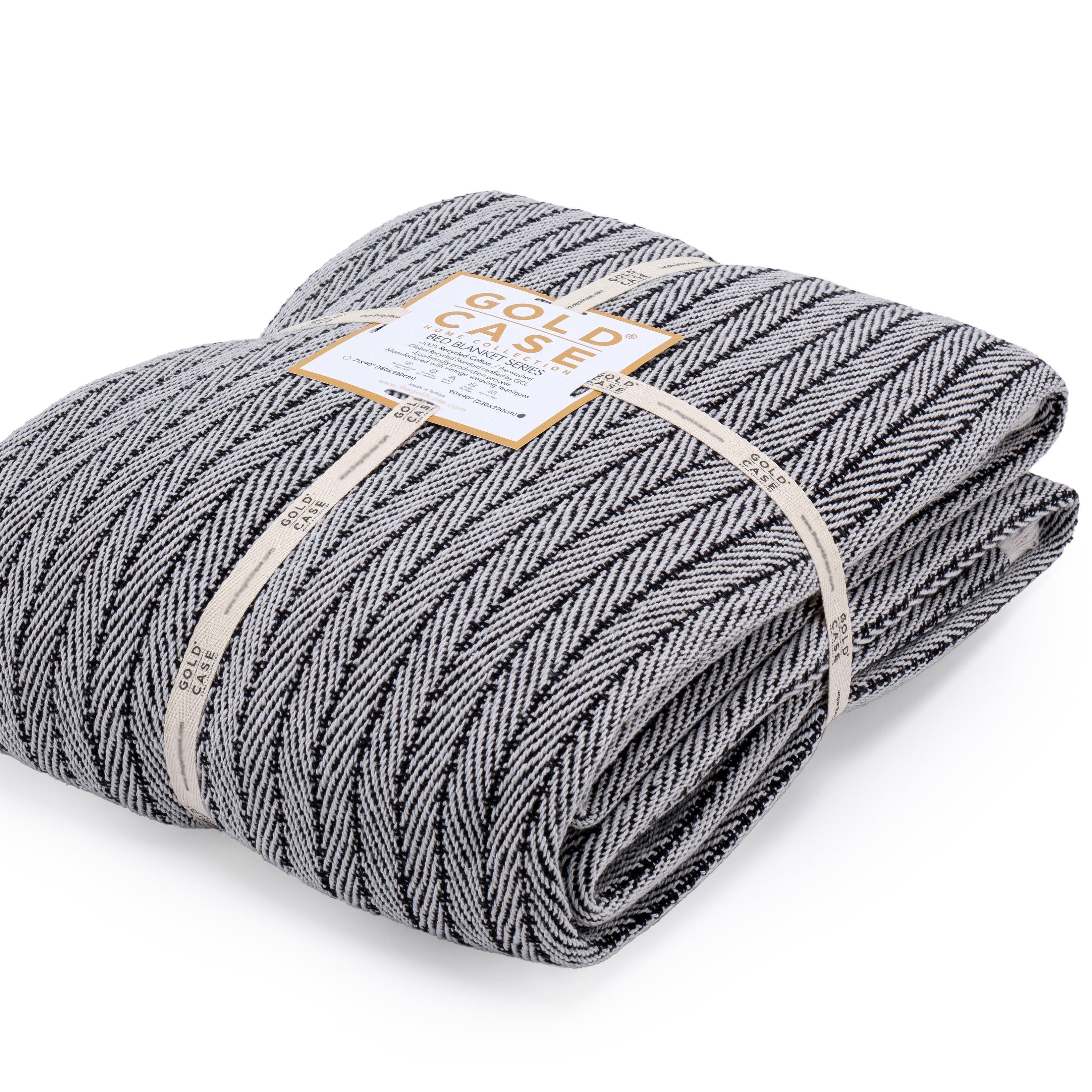 Gold Case Throw Blanket for Couch - 100% Recycled Turkish Cotton Blankets & Throws - Vintage Soft Throw Blankets for Living Room - Boho Decorative Woven Couch Blanket - 50x60 - Black