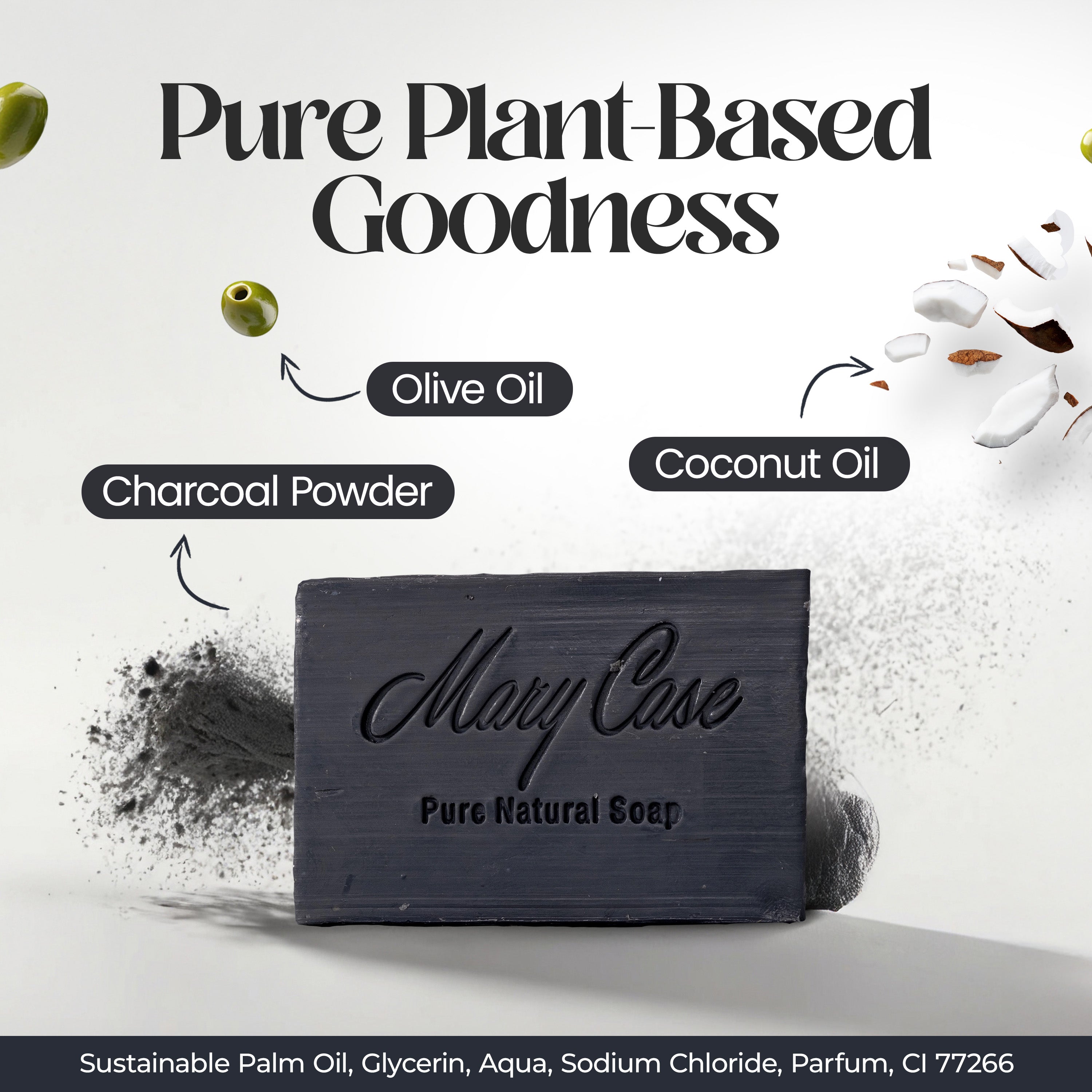 Mary Case All Natural Bar Soaps for Men & Women (Set of 4) - All Vegan - Bath Soap Bar with Olive, Coconut, Essential Oils & Leaves - Vegan Natural Soaps