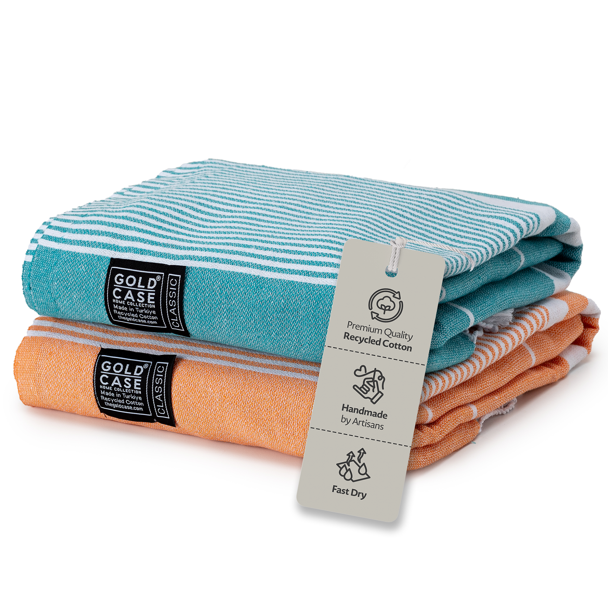 Gold Case Hera Turkish Beach Towels Set of 6-67x37 Inch Oversized Sand Free Quick Dry Pool Towels Made in Türkiye - Multicolored