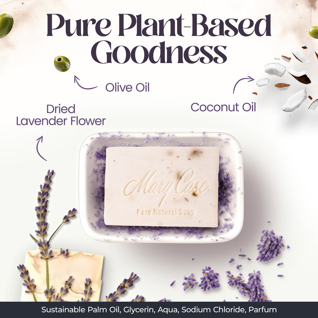 Mary Case All Natural Bar Soaps for Men & Women (Set of 4) - All Vegan - Bath Soap Bar with Olive, Coconut, Essential Oils & Leaves - Vegan Natural Soaps