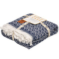 Gold Case Throw Blanket for Couch - 100% Recycled Turkish Cotton Blankets & Throws - Retro Soft Throw Blankets for Living Room - Boho Decorative Woven Couch Blanket - 50x60 - Navy Blue