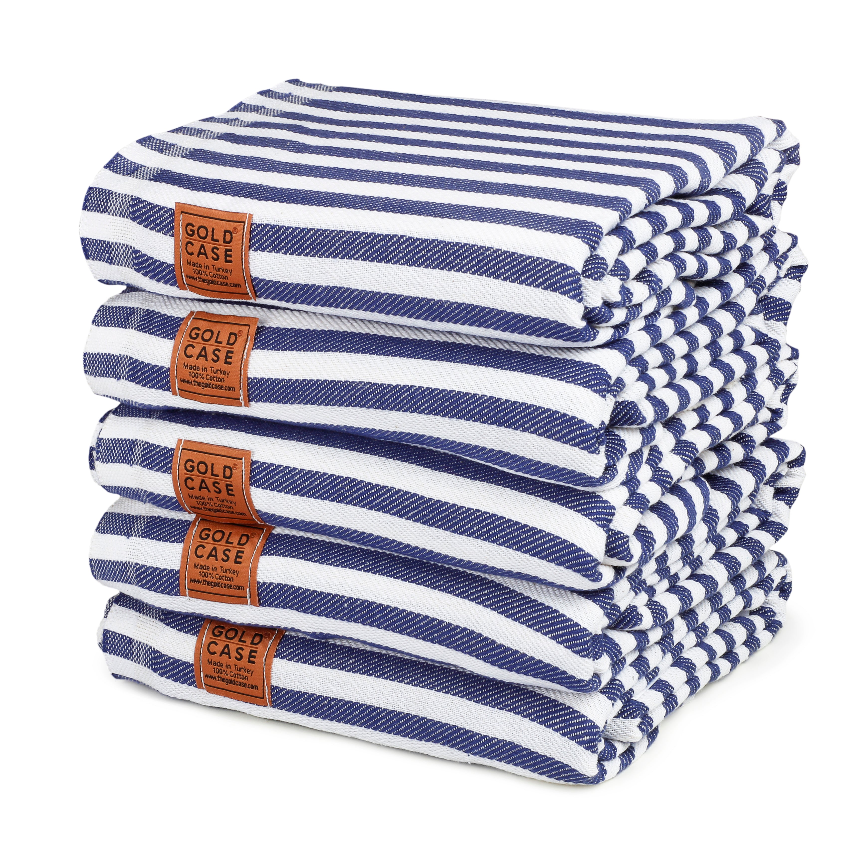 Gold CASE Turkish Beach Towel Set of 5 – 100% Cotton Beach Towels Oversized 70x38'' – MYRA Quick Dry Swim Towel – Lightweight Turkish Towels Set in Navy Blue