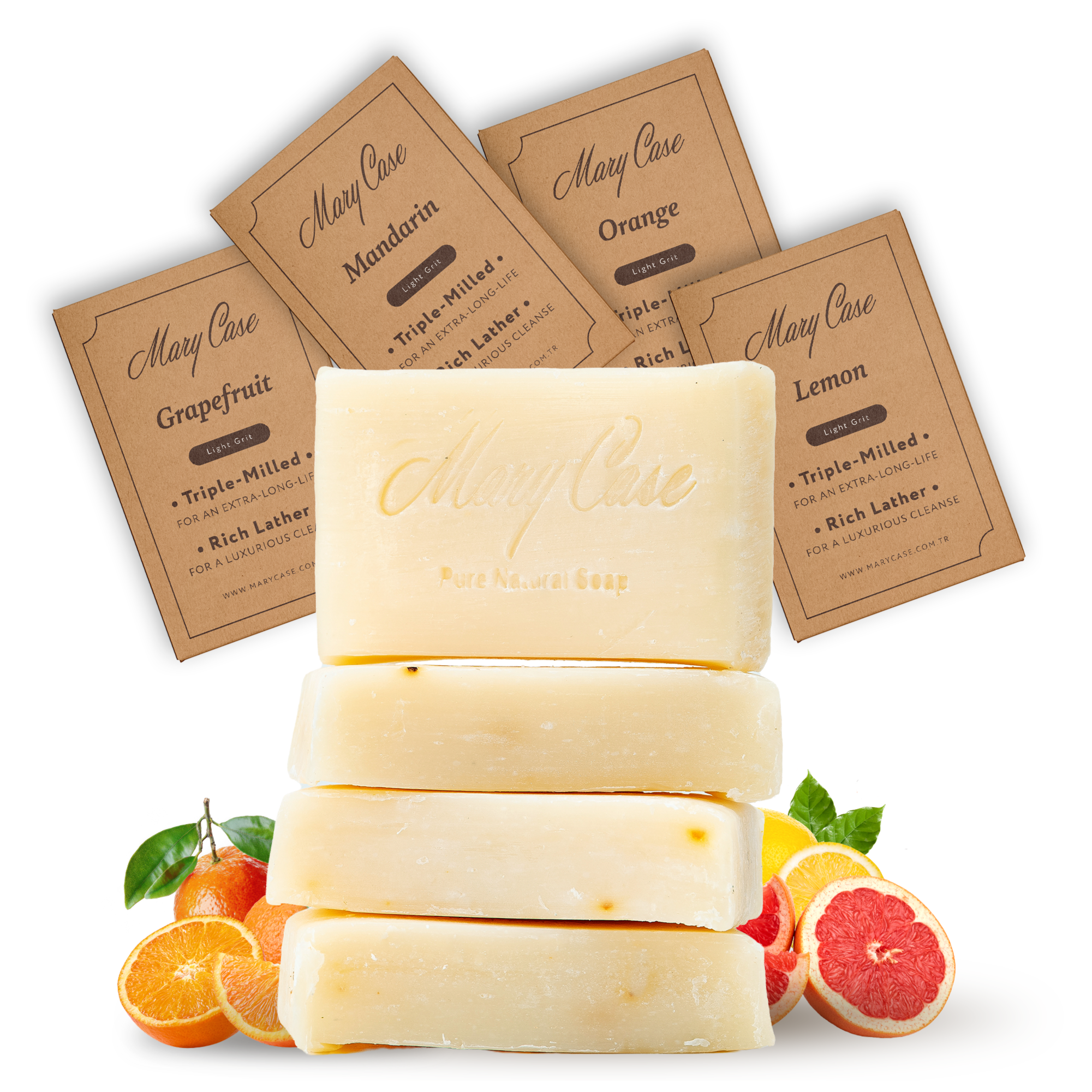 Mary Case All Natural Bar Soaps for Men & Women (Set of 4) - All Vegan - Bath Soap Bar with Olive, Coconut, Essential Oils & Leaves - Vegan Natural Soaps