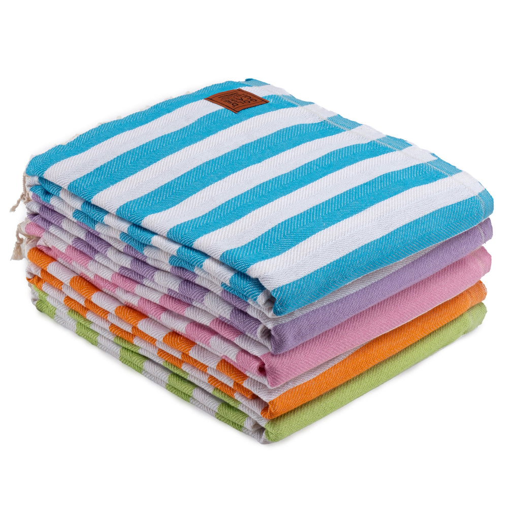 Gold CASE Turkish Beach Towel Set of 5 – 100% Cotton Beach Towels Oversized 70x38'' – MYRA Quick Dry Swim Towel – Lightweight Turkish Towels Set in Multi Color