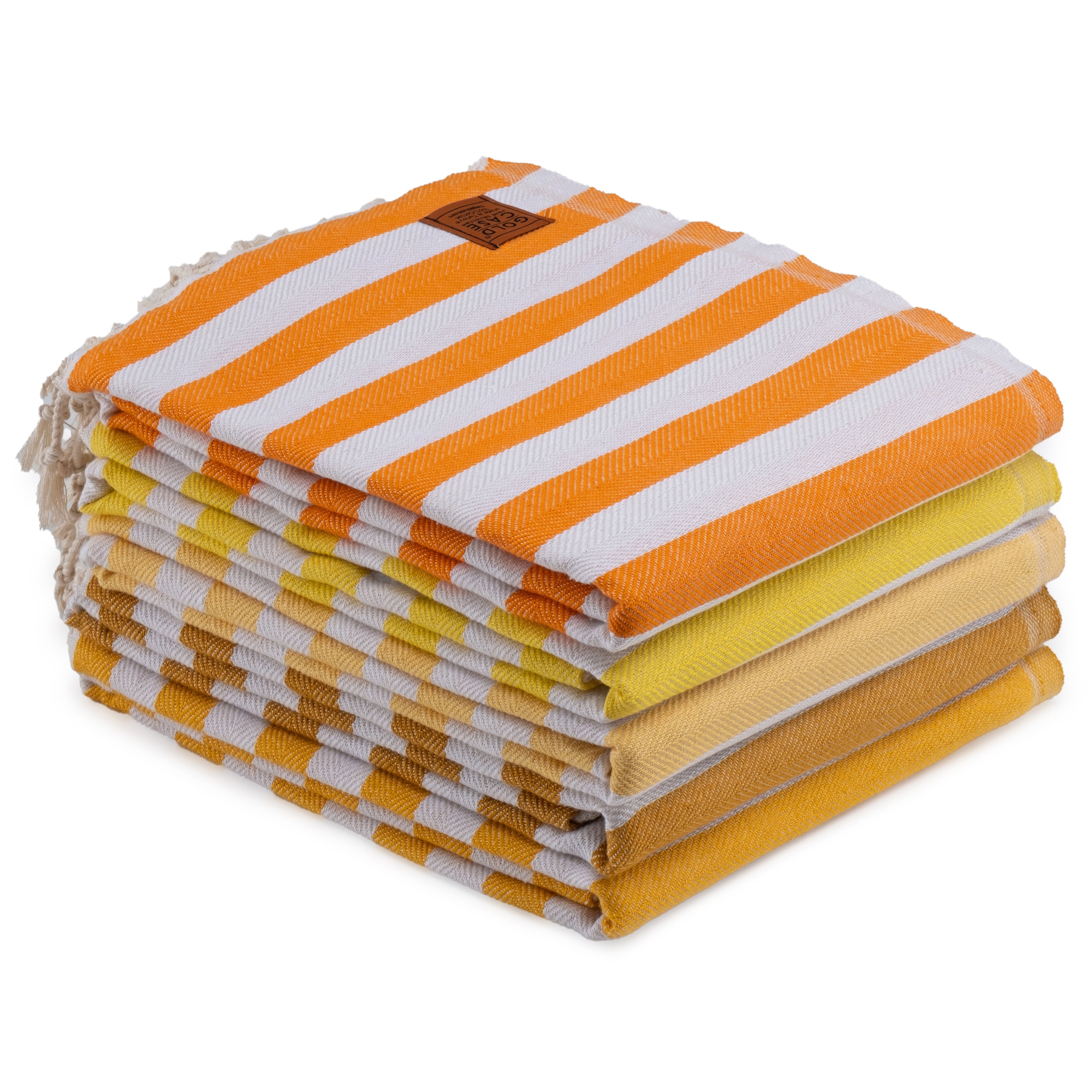 Gold CASE Turkish Beach Towel Set of 5 – 100% Cotton Beach Towels Oversized 70x38'' – MYRA Quick Dry Swim Towel – Lightweight Turkish Towels Set in Yellow