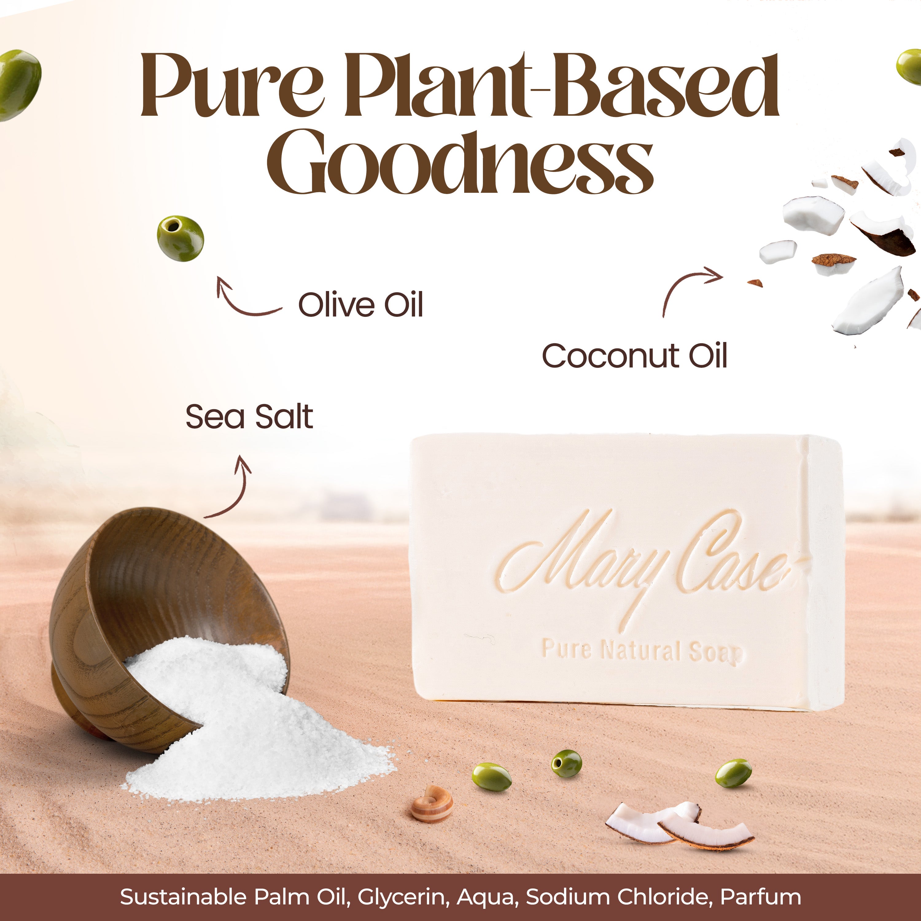 Mary Case All Natural Bar Soaps for Men & Women (Set of 4) - All Vegan - Bath Soap Bar with Olive, Coconut, Essential Oils & Leaves - Vegan Natural Soaps