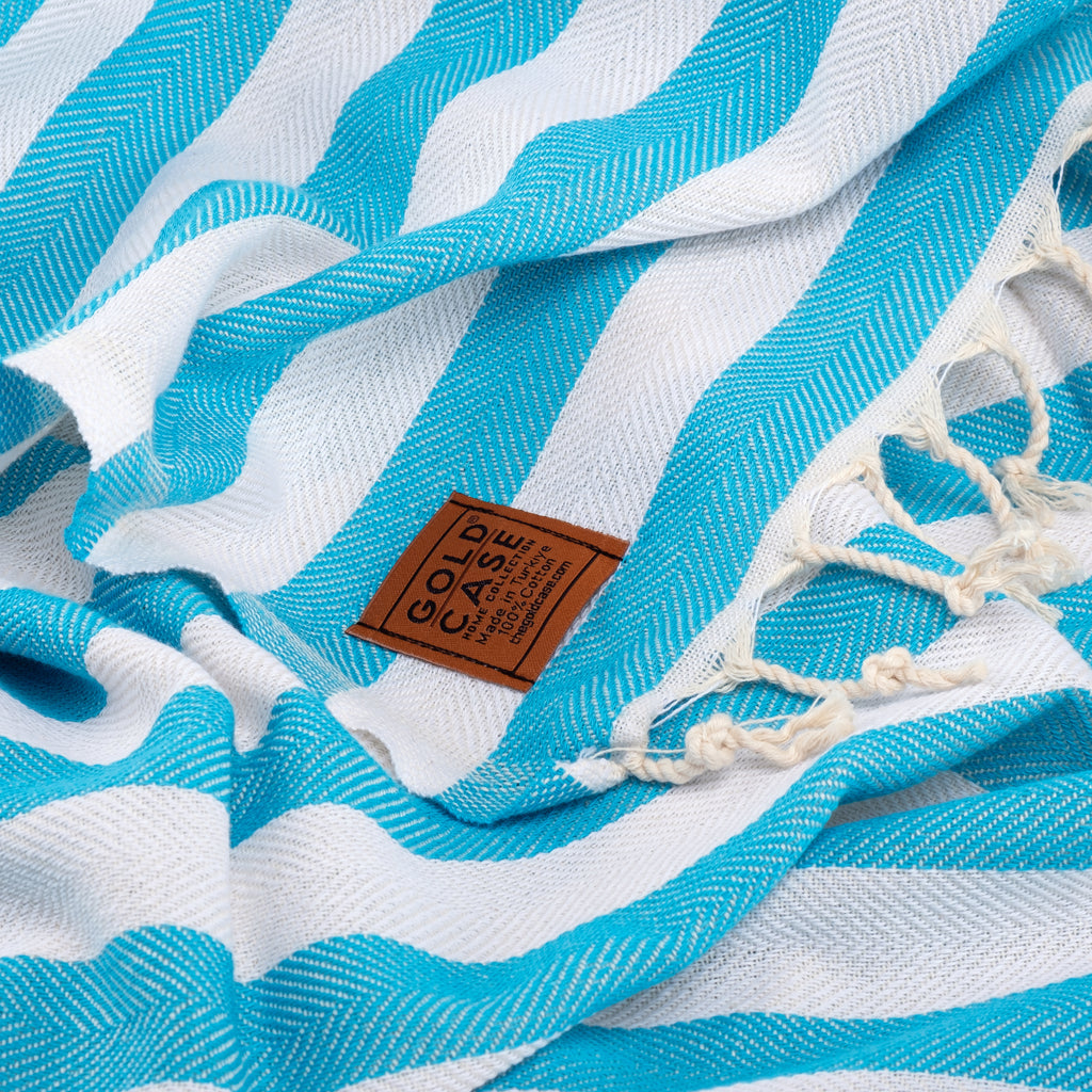 Gold CASE Turkish Beach Towel Set of 5 – 100% Cotton Beach Towels Oversized 70x38'' – MYRA Quick Dry Swim Towel – Lightweight Turkish Towels Set in Blue