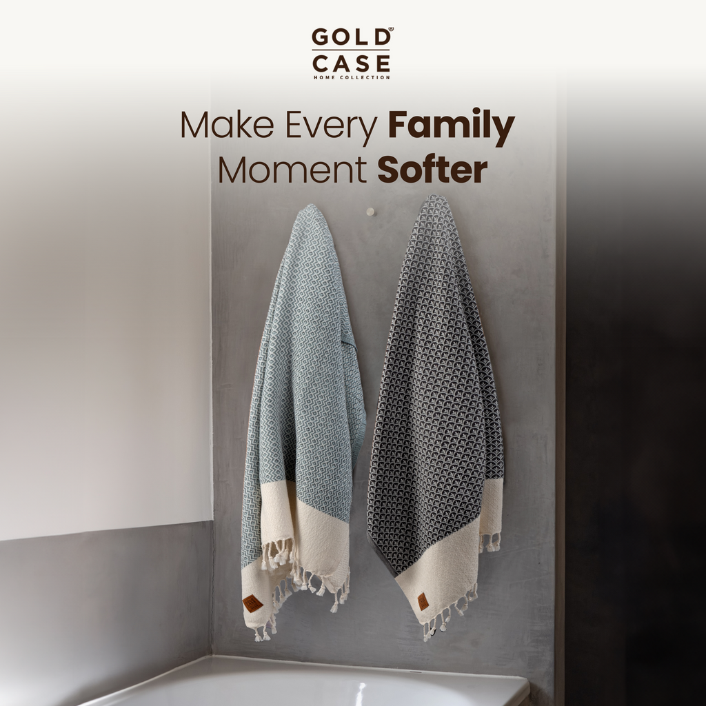 Gold CASE Turkish Hand Towels for Bathroom Set of 4–20x40''–100% Cotton Bathroom Hand Towels – Zeus Towel for Spa, Face, Tea & Dishcloth – Decorative Cloth – Grey