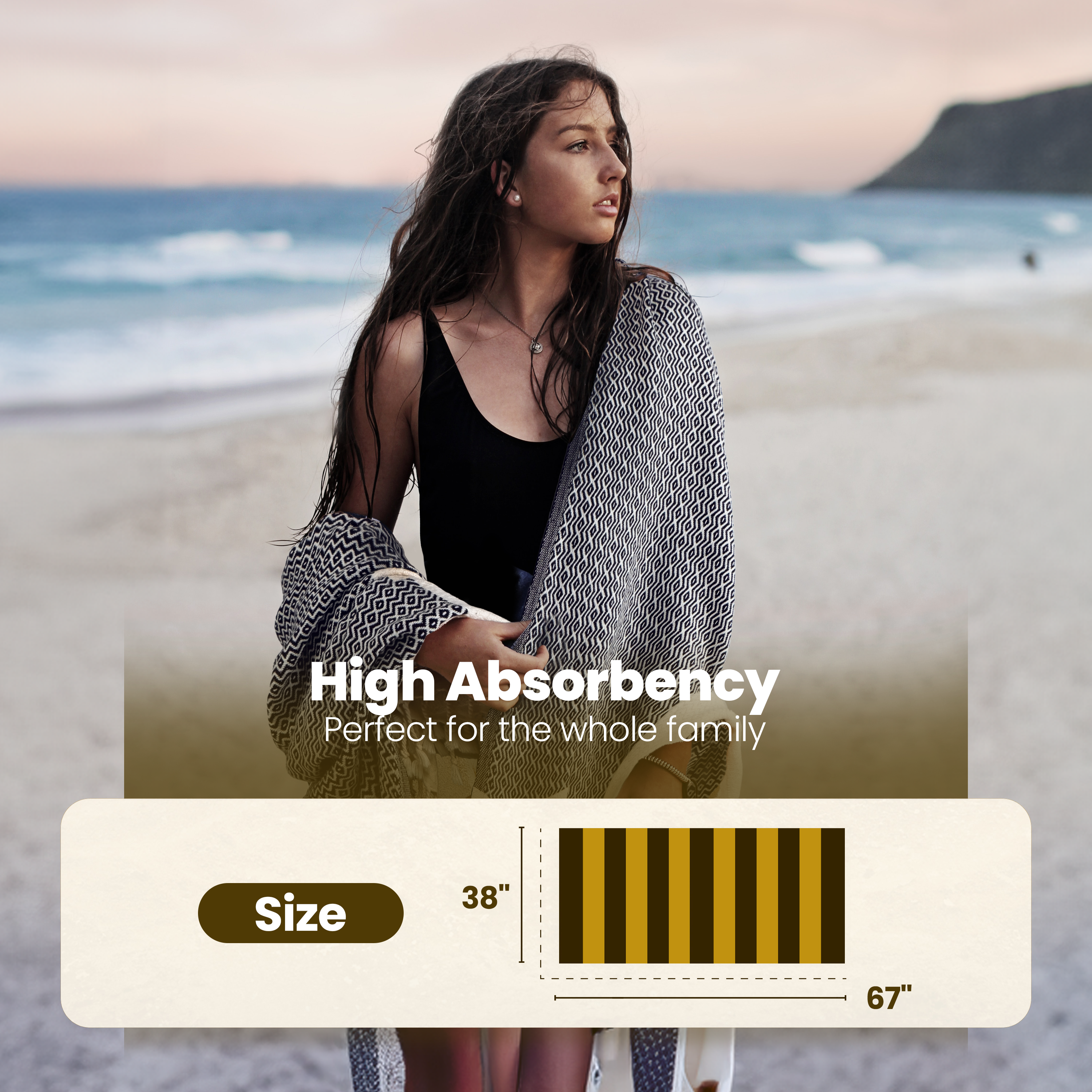 Gold CASE Turkish Hand Towels for Bathroom Set of 4–20x40''–100% Cotton Bathroom Hand Towels – Zeus Towel for Spa, Face, Tea & Dishcloth – Decorative Cloth – Black