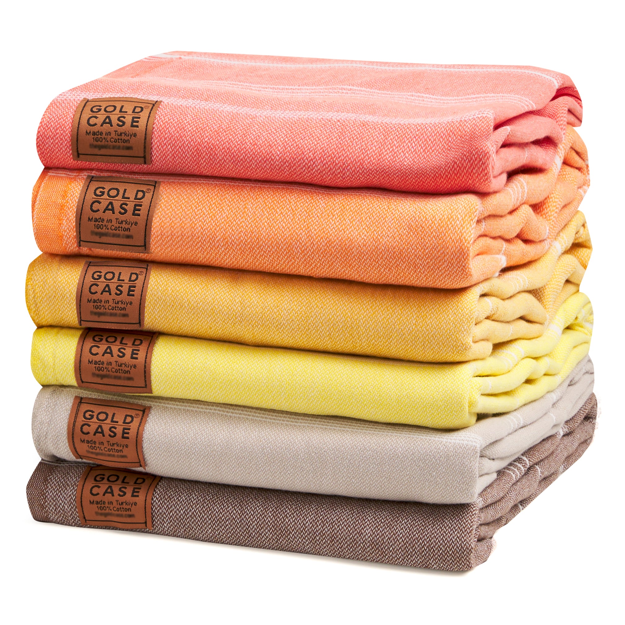 Gold CASE LYCIA Turkish Beach Towel Set of 6 – 100% Cotton Turkish Beach Towels Bulk 70 x 38'' – LYCIA Oversized, Quick Dry & Sand Free Beach Towel – Lightweight Towels Set in Tones of Yellow